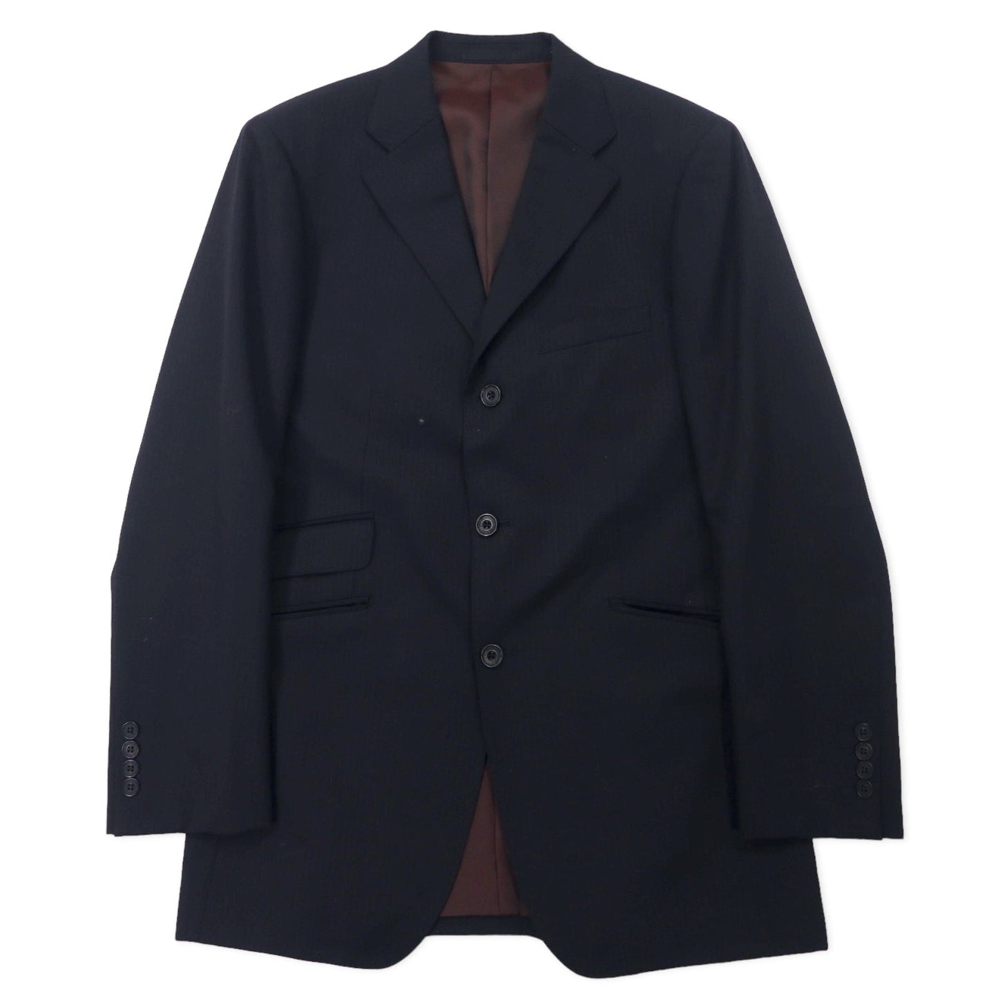 BURBERRY BLACK LABEL 3B Suit, Size 42R, Black Striped Wool, Super 100s, Made in Japan