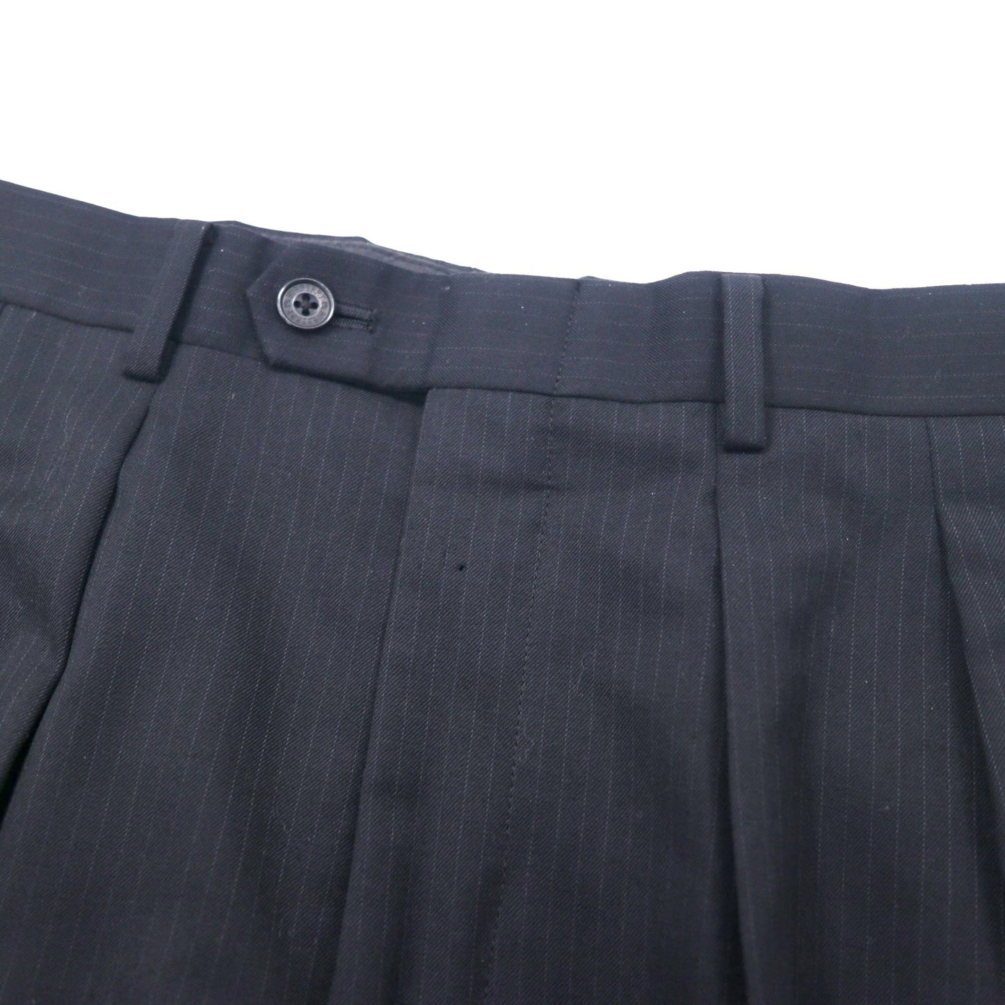 BURBERRY BLACK LABEL 3B Suit, Size 42R, Black Striped Wool, Super 100s, Made in Japan