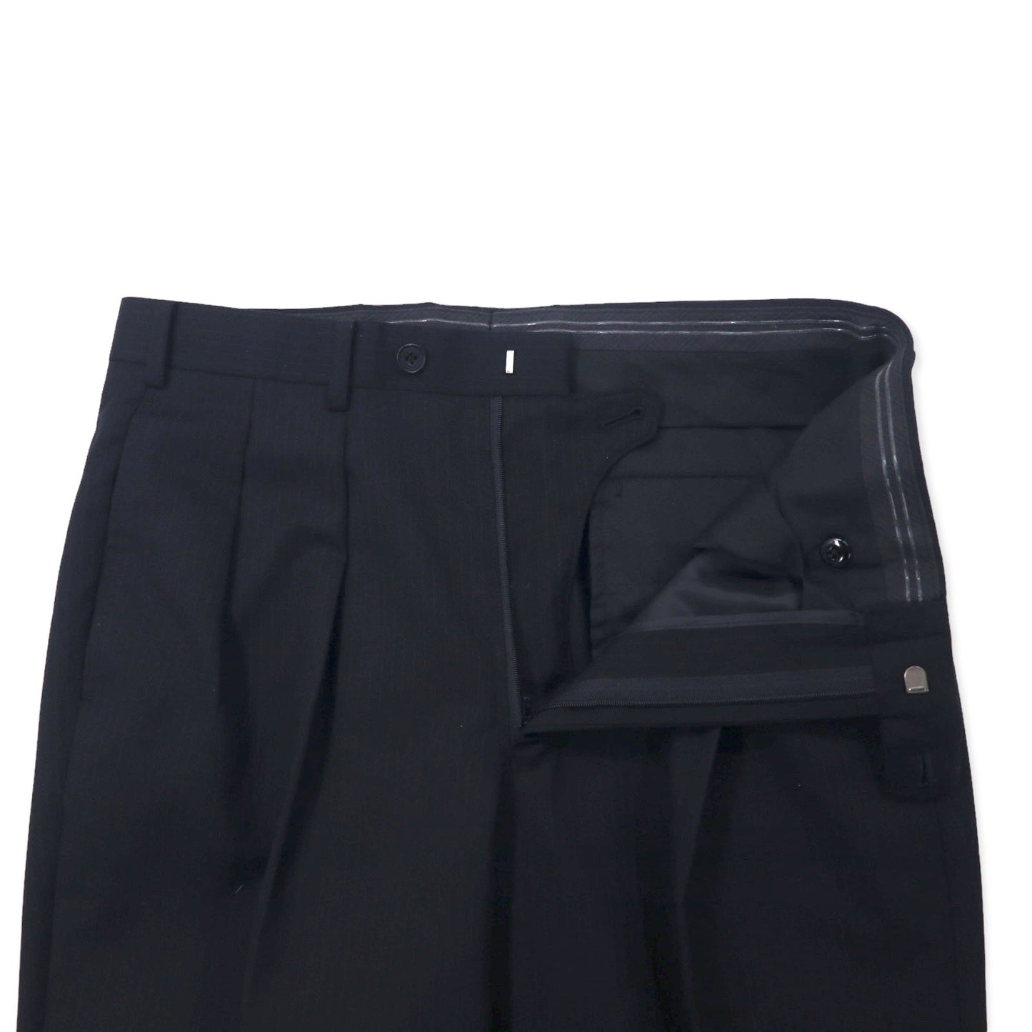 BURBERRY BLACK LABEL 3B Suit, Size 42R, Black Striped Wool, Super 100s, Made in Japan