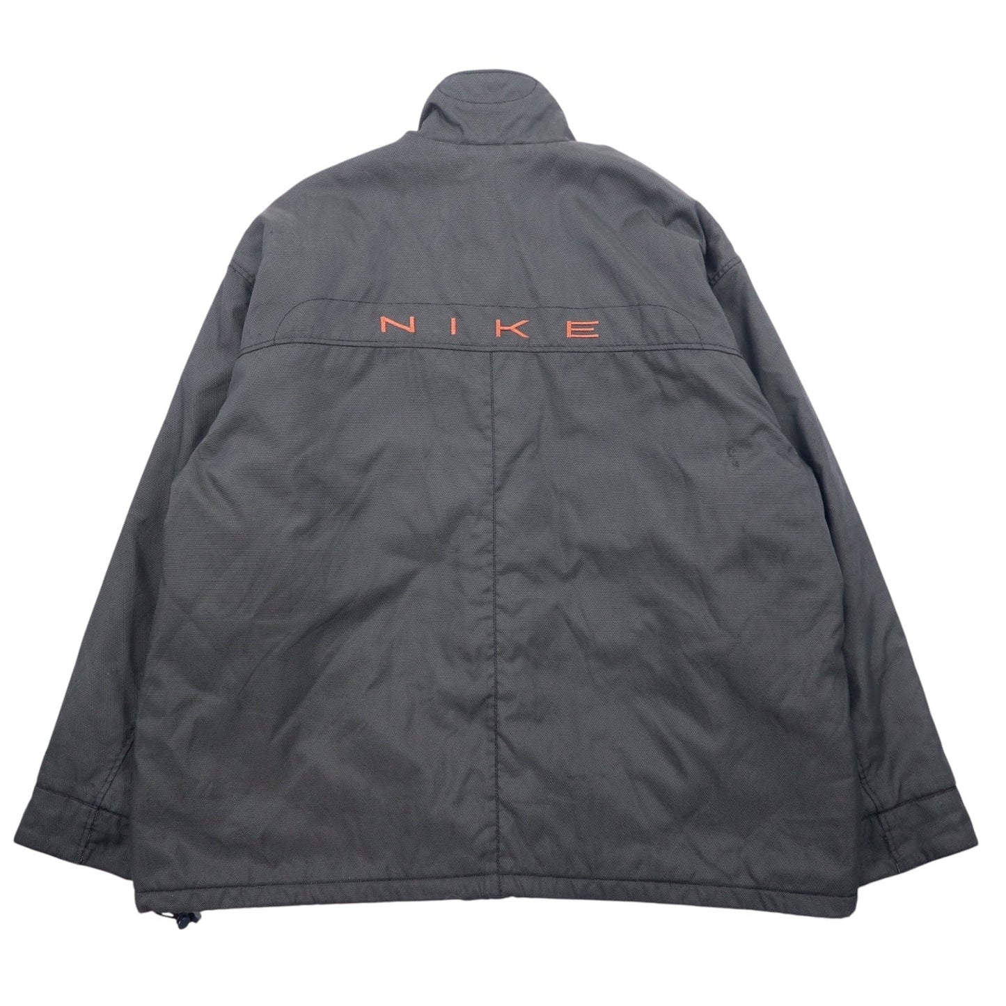 NIKE 90s Thermolite Padded Nylon Jacket, XL, Gray, Swoosh Logo Embroidered, Black Tag, Drawcord