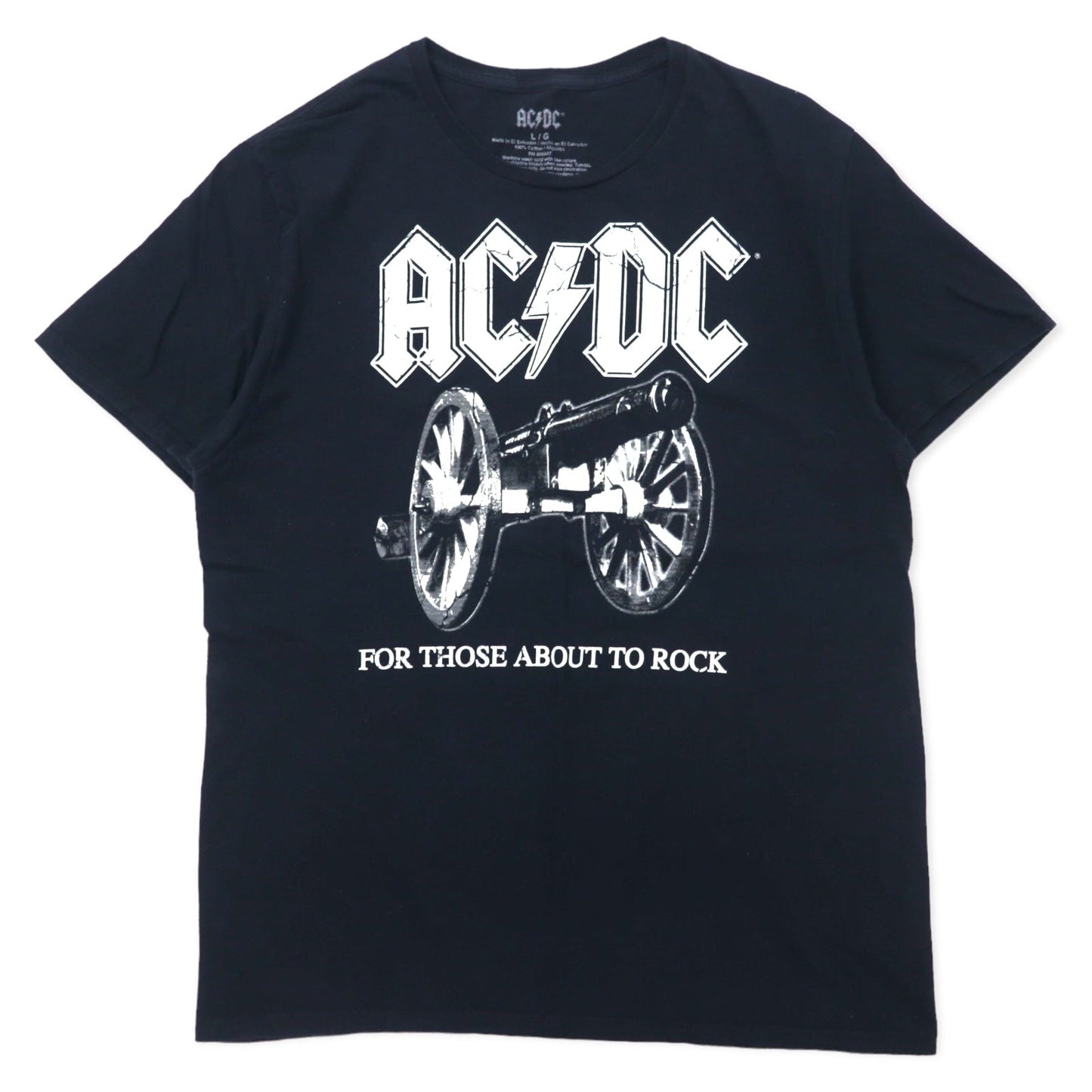 AC/DC Band T-Shirt, Large, Black, Cotton, "For Those About to Rock," Made in El Salvador