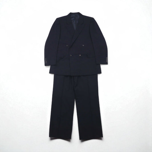 BURBERRY 90年代 PRESTIGE COLLECTION 日本製 ピークドラペル ダブル セットアップ スーツ M ネイビー ウール
