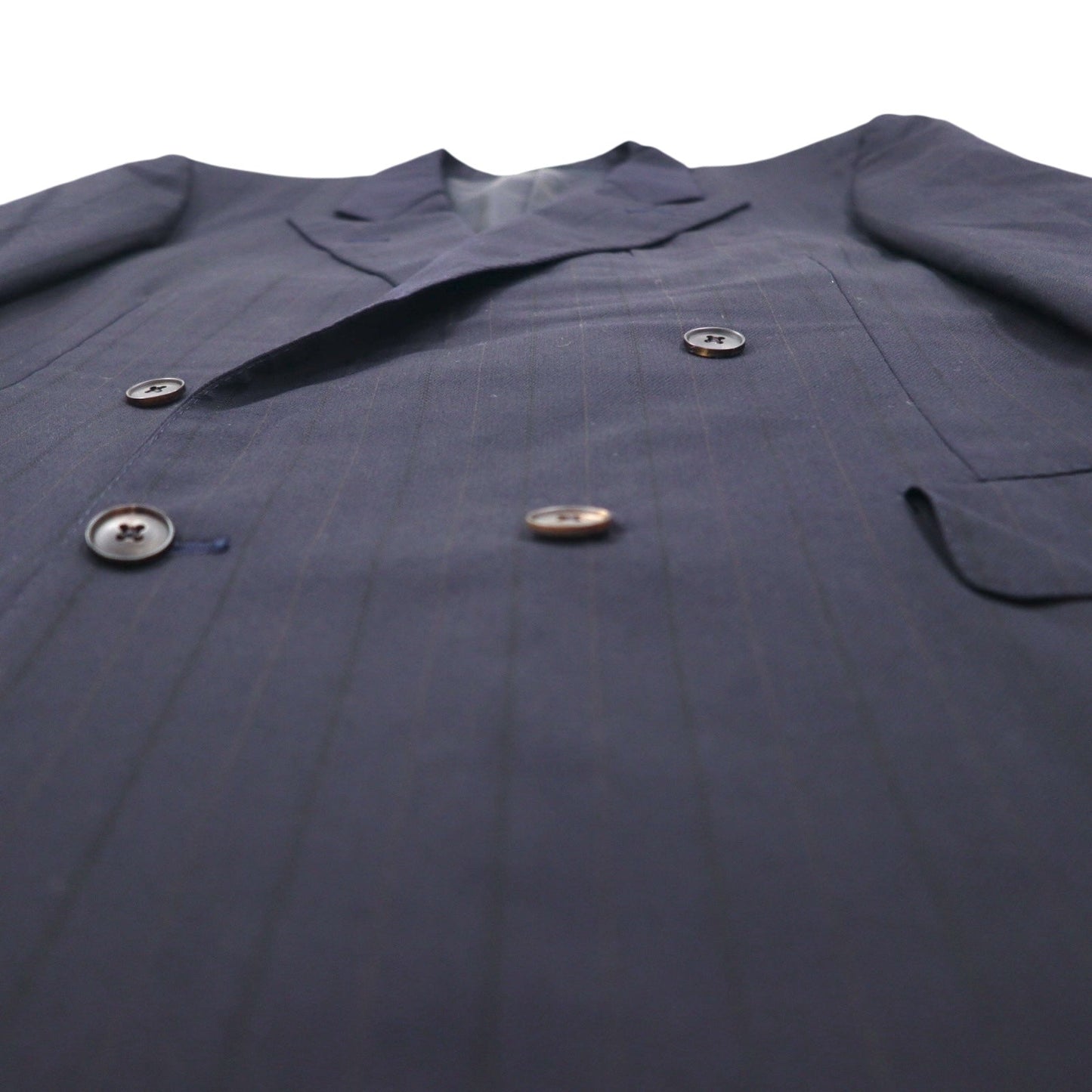 BURBERRY 90年代 PRESTIGE COLLECTION 日本製 ピークドラペル ダブル セットアップ スーツ M ネイビー ウール