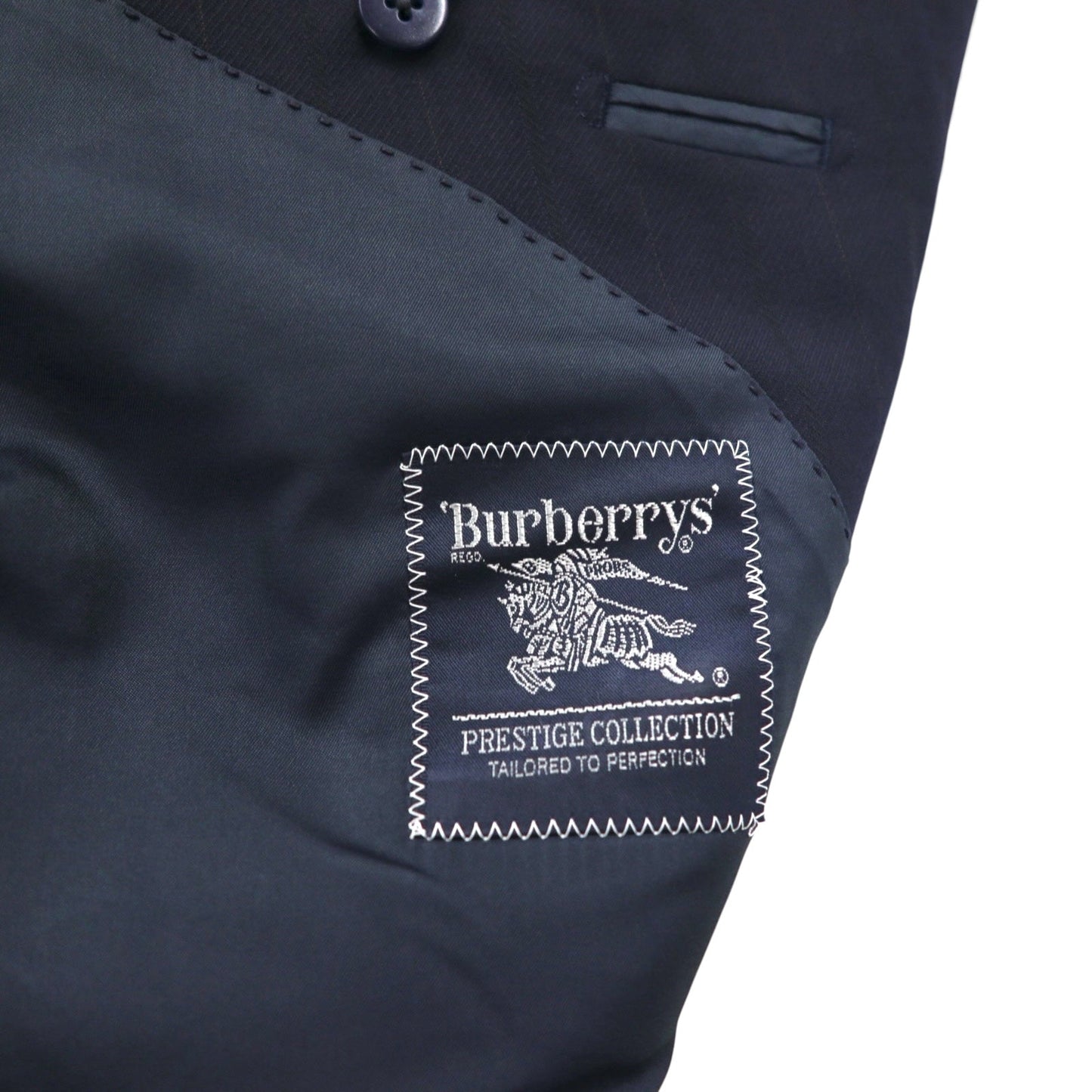 BURBERRY 90年代 PRESTIGE COLLECTION 日本製 ピークドラペル ダブル セットアップ スーツ M ネイビー ウール