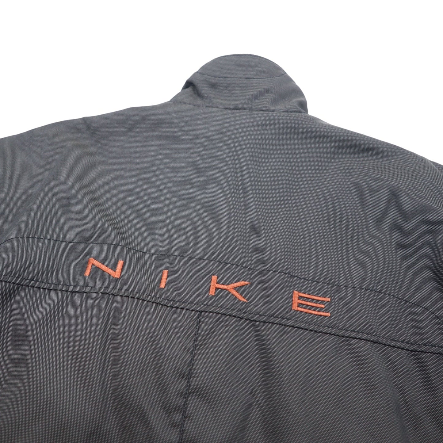 NIKE 90s Thermolite Padded Nylon Jacket, XL, Gray, Swoosh Logo Embroidered, Black Tag, Drawcord