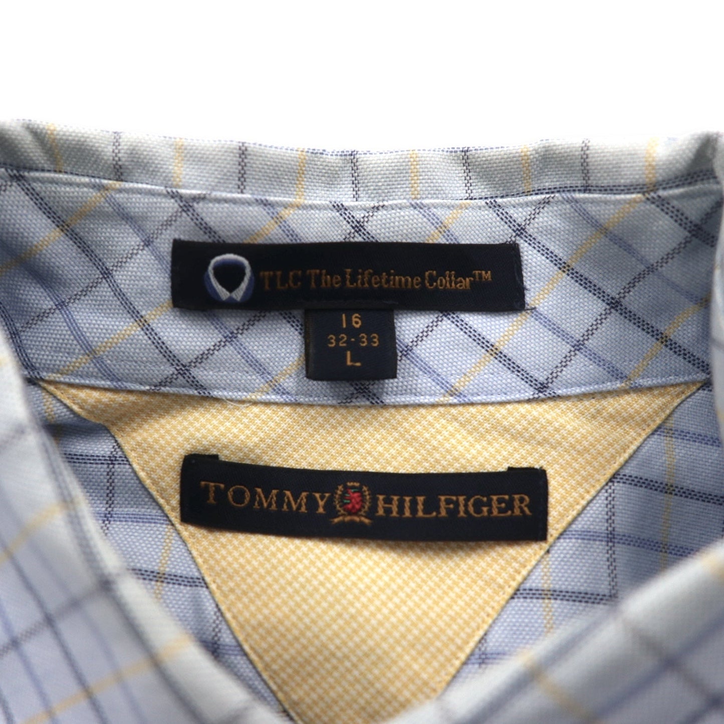 TOMMY HILFIGER 90s Oversized Button-Down Shirt, Large, Blue, Windowpane Check