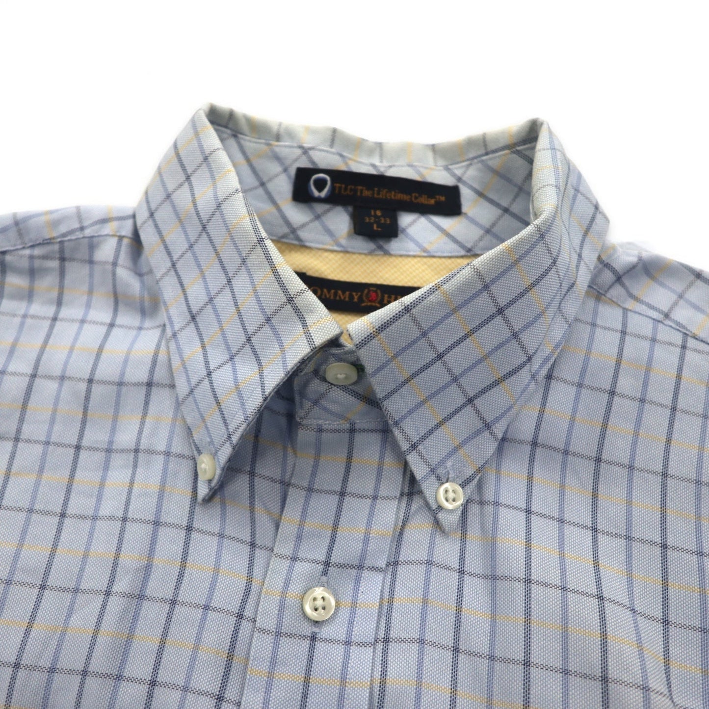 TOMMY HILFIGER 90s Oversized Button-Down Shirt, Large, Blue, Windowpane Check