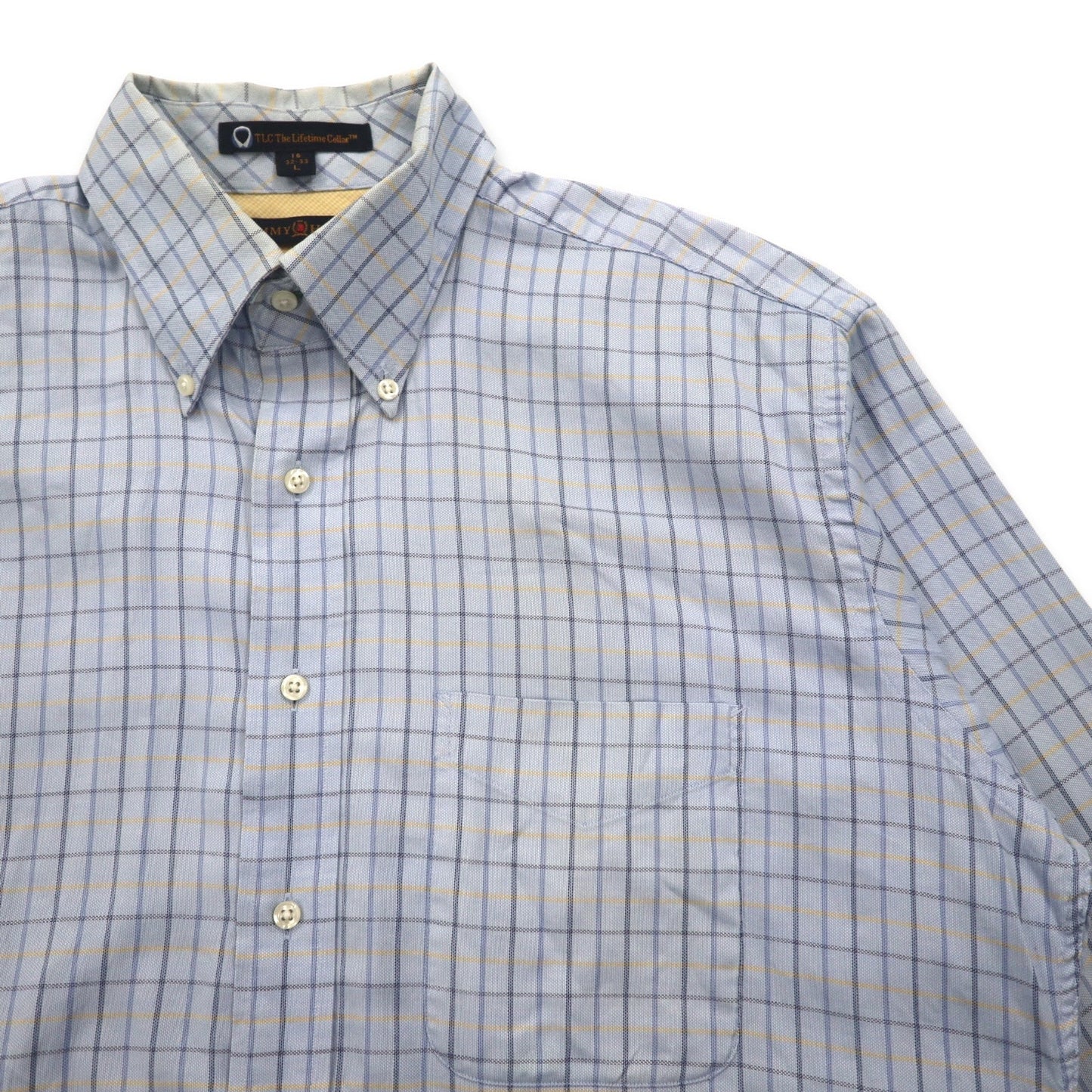 TOMMY HILFIGER 90s Oversized Button-Down Shirt, Large, Blue, Windowpane Check