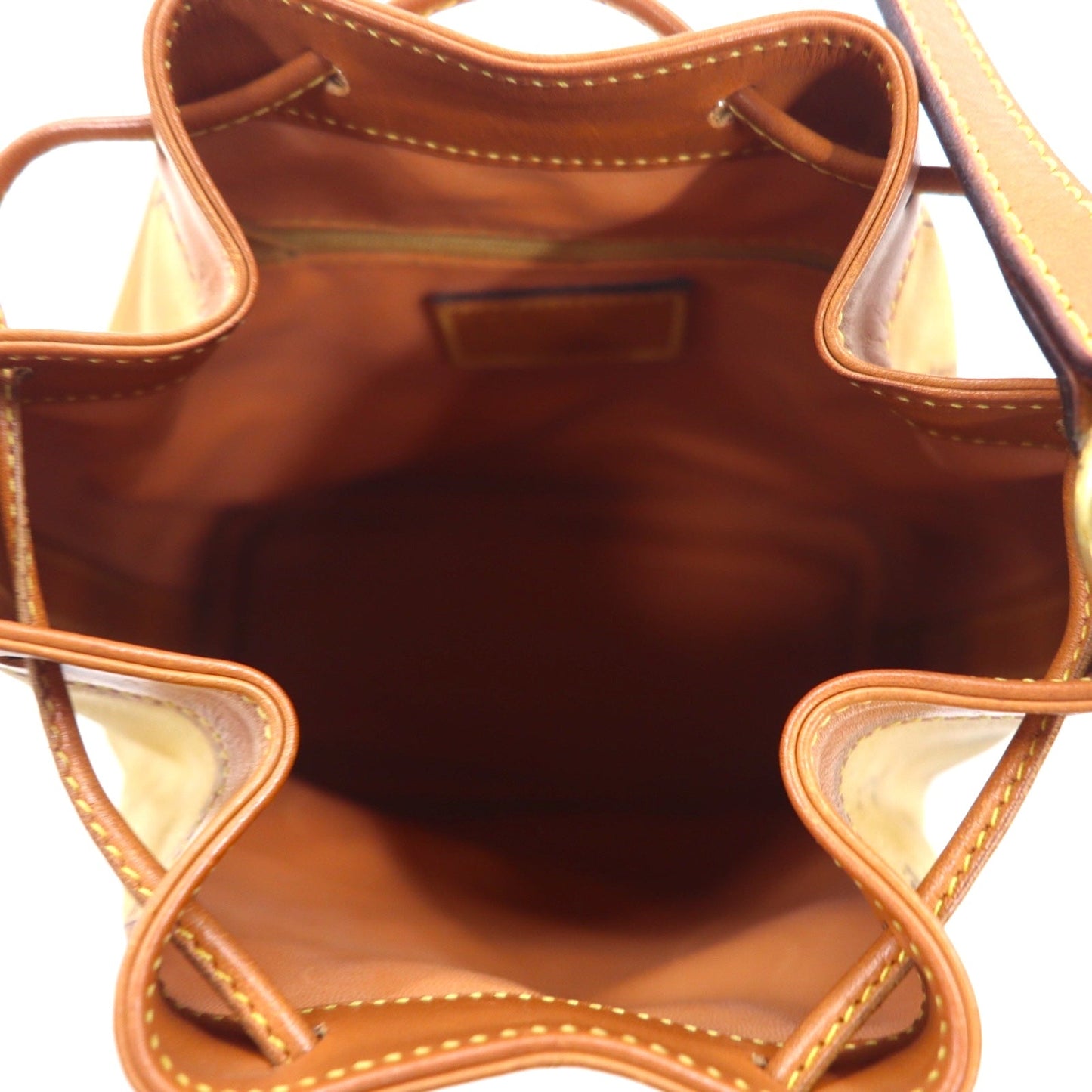 PRIMA CLASSE Italian-made drawstring shoulder bag in beige PVC and leather with a world map.