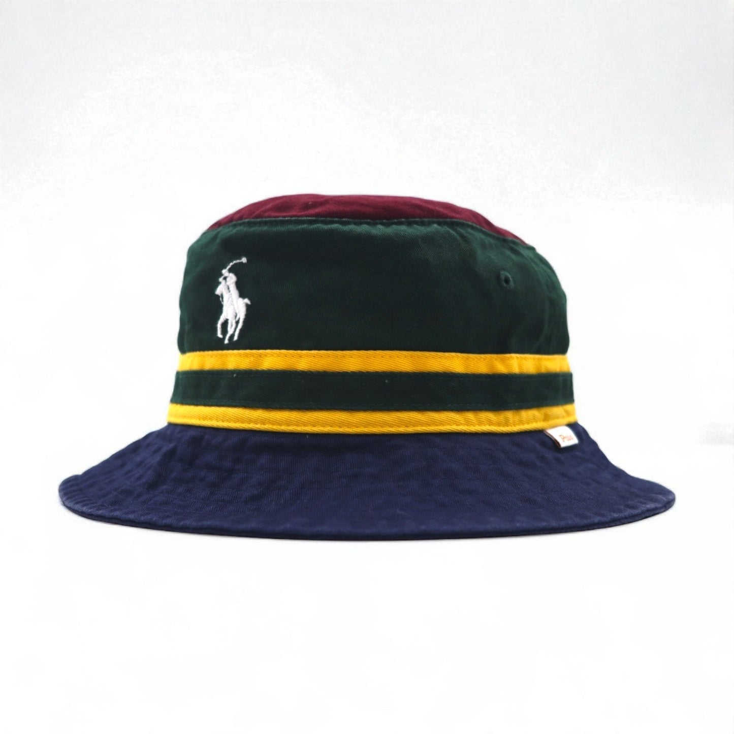 Polo Ralph Lauren バケットハット ネイビー コットン カラーブロック スモールポニー刺繡