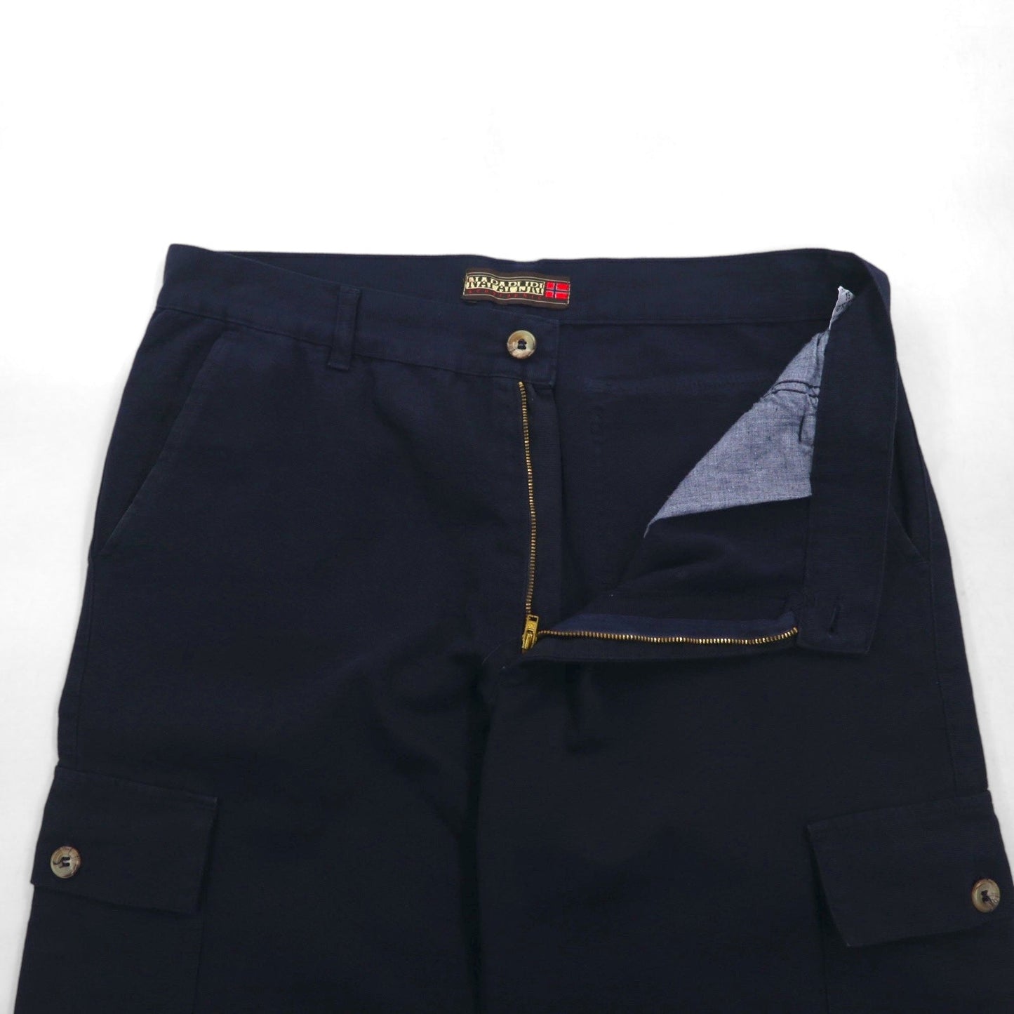 NAPAPIJRI Italian-made Utility Cargo Pants, XL, Navy Cotton, Flap Pockets