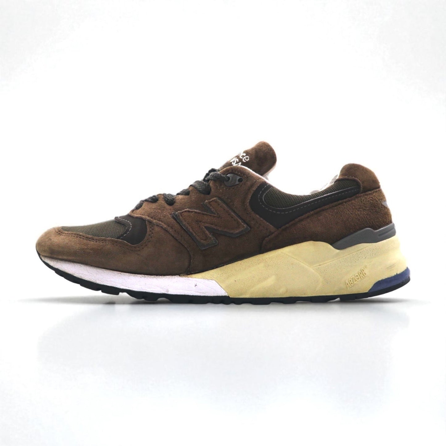 New Balance 999 Sneakers, Made in USA, Size 26.5cm, Brown Suede with ABZORB Mesh, M999NJ