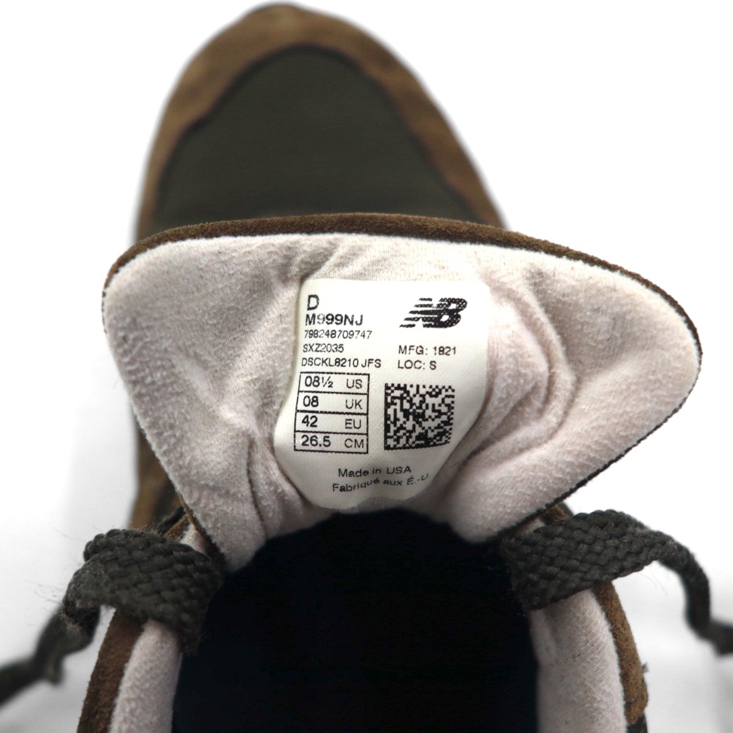 New Balance 999 Sneakers, Made in USA, Size 26.5cm, Brown Suede with ABZORB Mesh, M999NJ