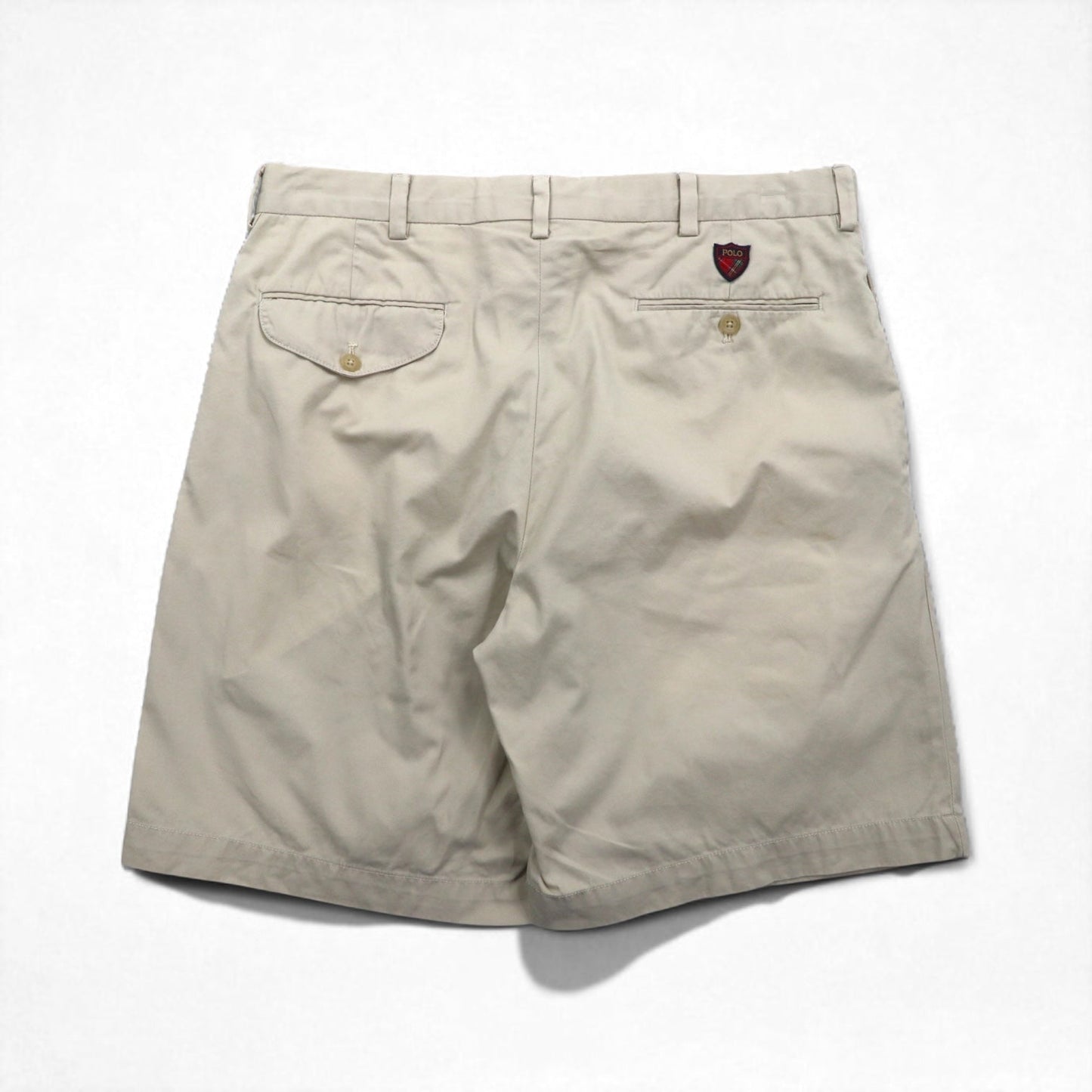 POLO GOLF RALPH LAUREN 90s Polo Chino Shorts, 2-Pleated, Beige, Cotton, Size L