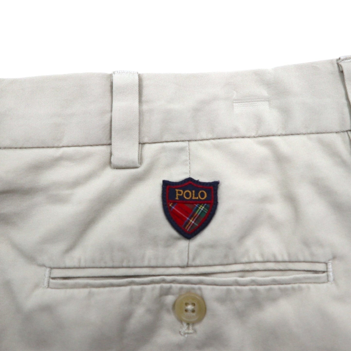 POLO GOLF RALPH LAUREN 90s Polo Chino Shorts, 2-Pleated, Beige, Cotton, Size L