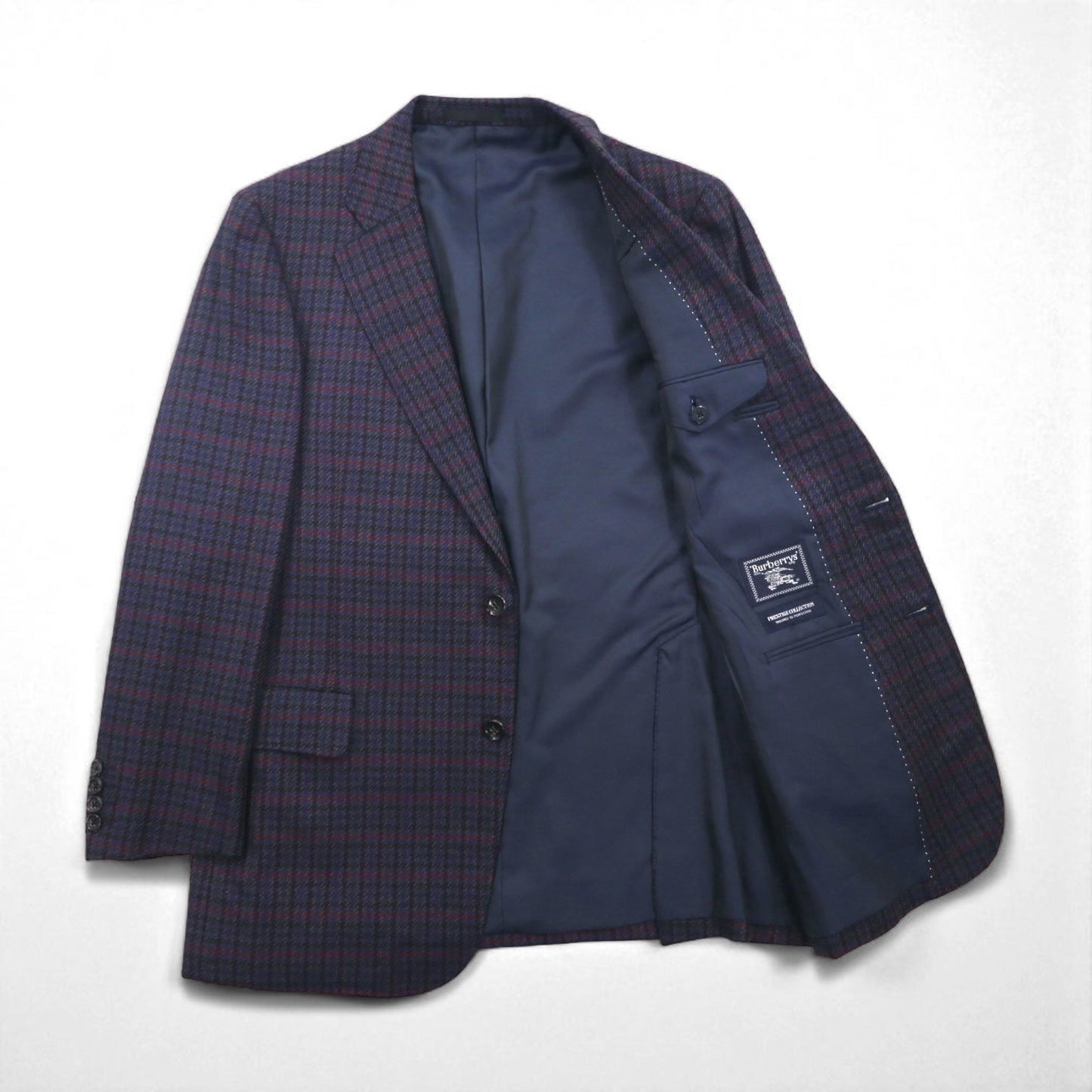 BURBERRY シルク混 テーラードジャケット M チェック PRESTIGE COLLECTION 日本製