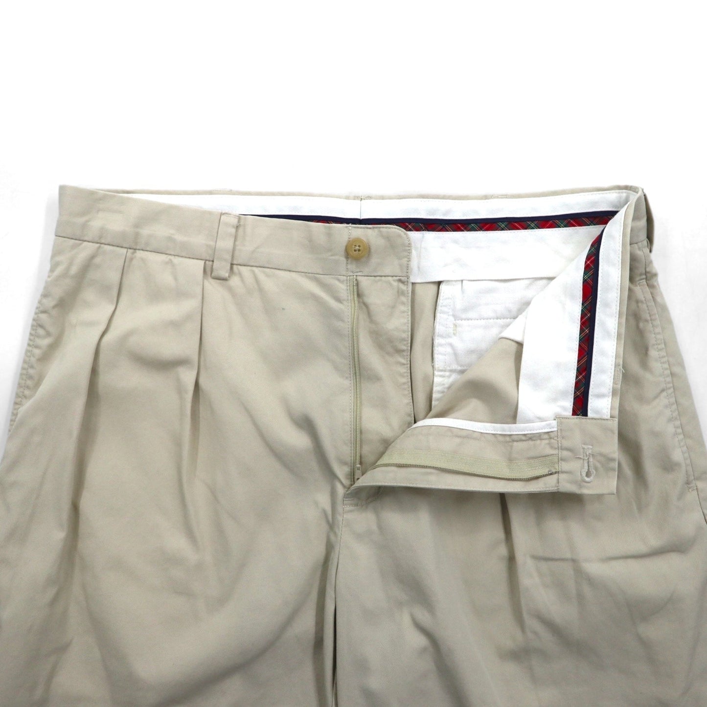 POLO GOLF RALPH LAUREN 90s Polo Chino Shorts, 2-Pleated, Beige, Cotton, Size L