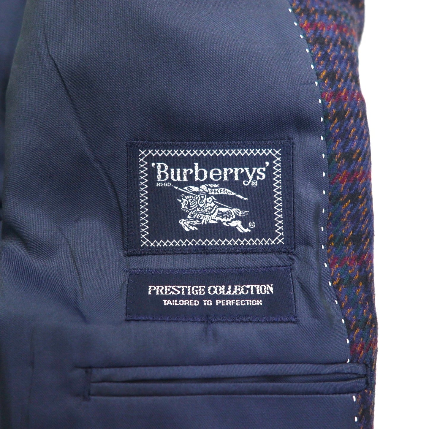 BURBERRY シルク混 テーラードジャケット M チェック PRESTIGE COLLECTION 日本製