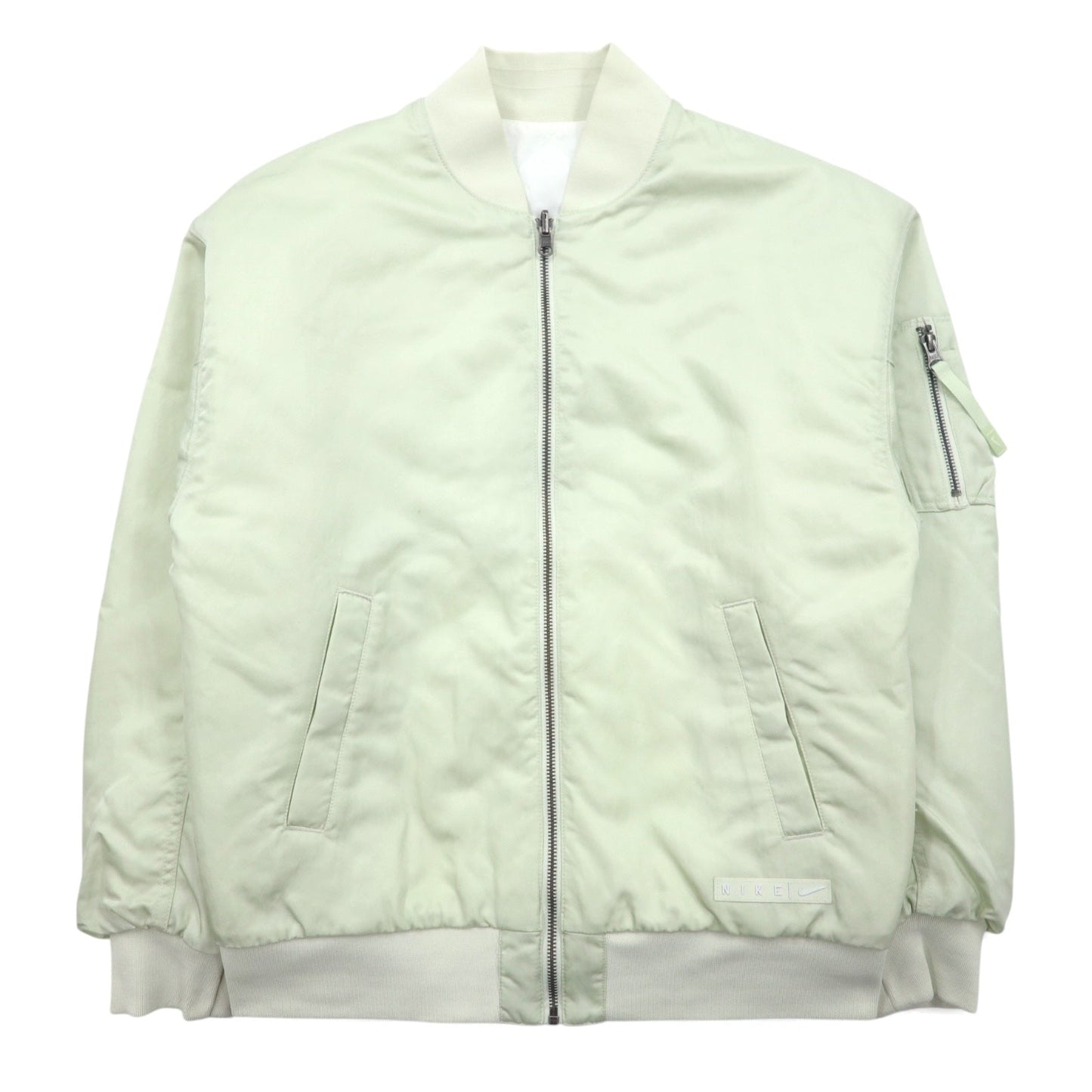 NIKE Sportswear Essential Reversible MA-1 Varsity Bomber Jacket, Size XS, White/Green Quilted Nylon, FN3168-020
