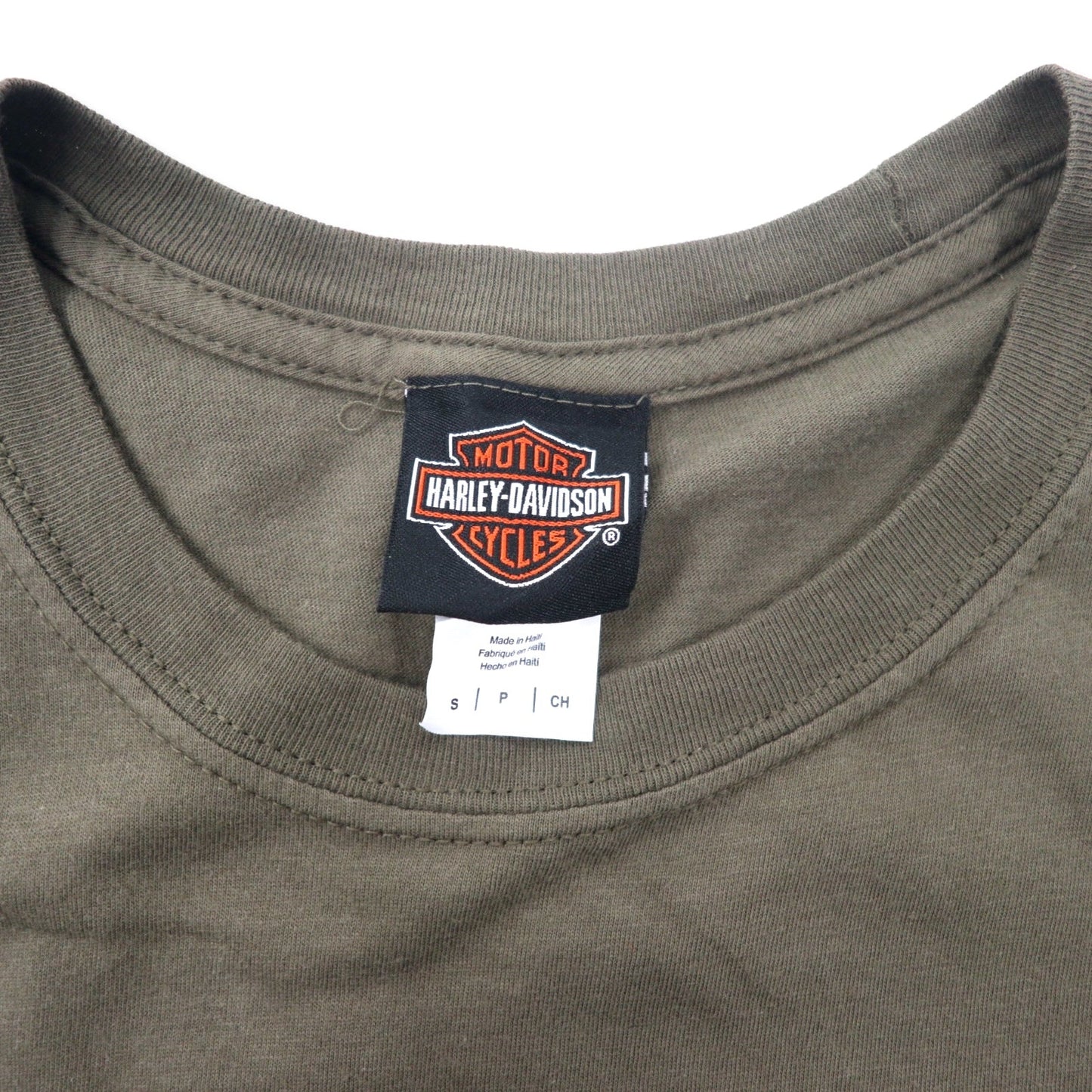 HARLEY DAVIDSON Logo Print T-Shirt, Size Small, Khaki Cotton, Florida
