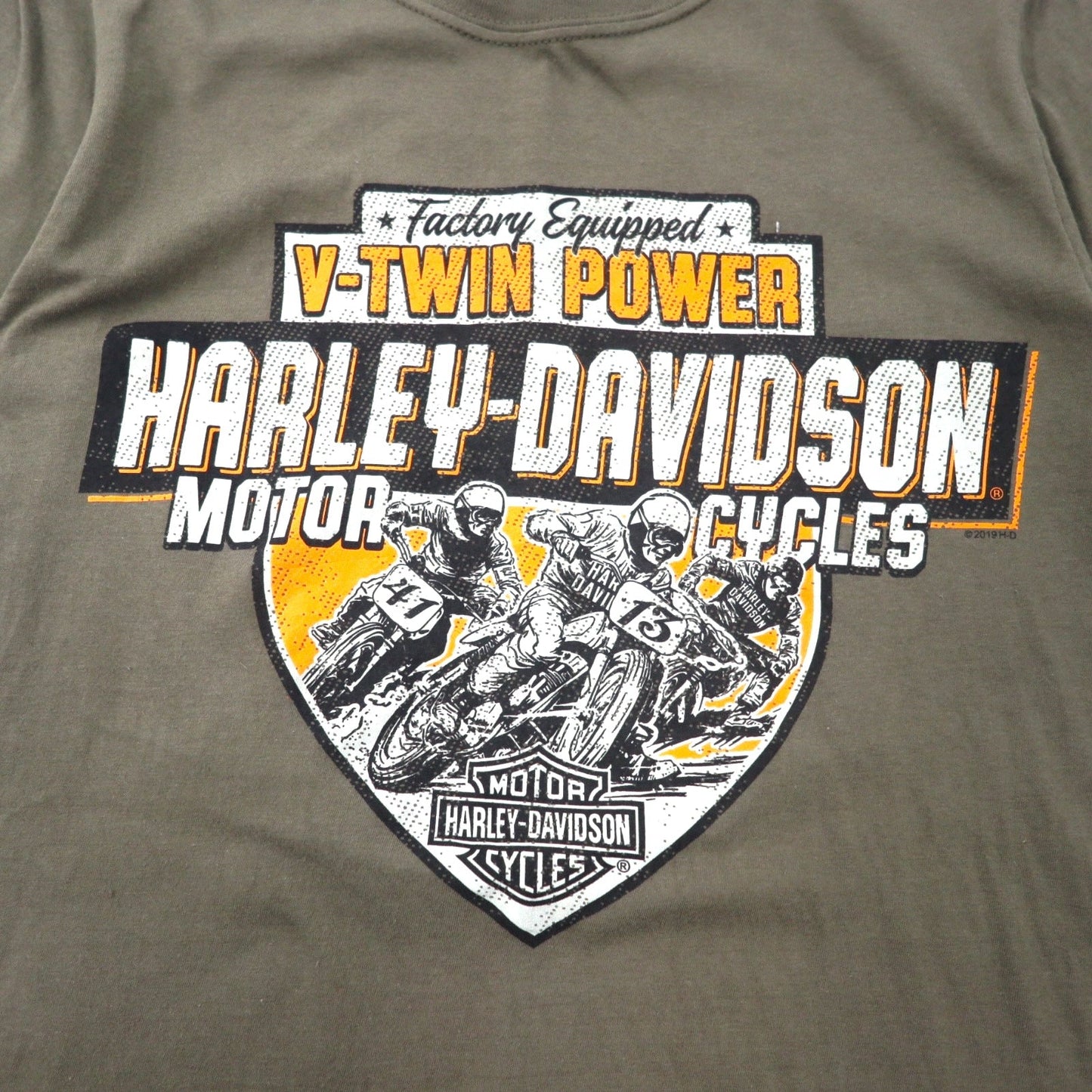 HARLEY DAVIDSON Logo Print T-Shirt, Size Small, Khaki Cotton, Florida