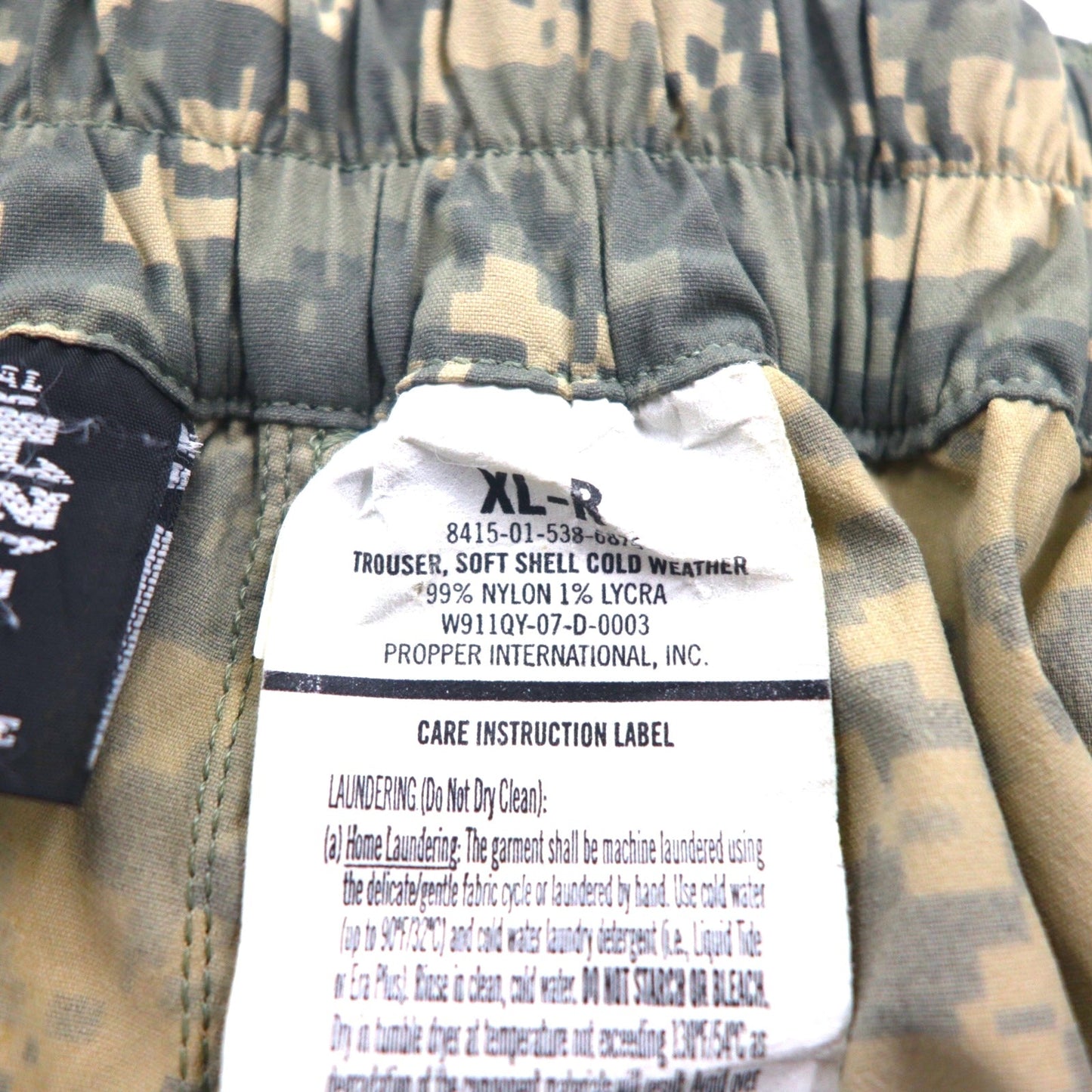 US ARMY ECWCS GEN3 LEVEL5 ソフトシェル カーゴパンツ XL ナイロン 防水 サスペンダー付 ドローコード 8415-01-538-6875 デジタルカモ