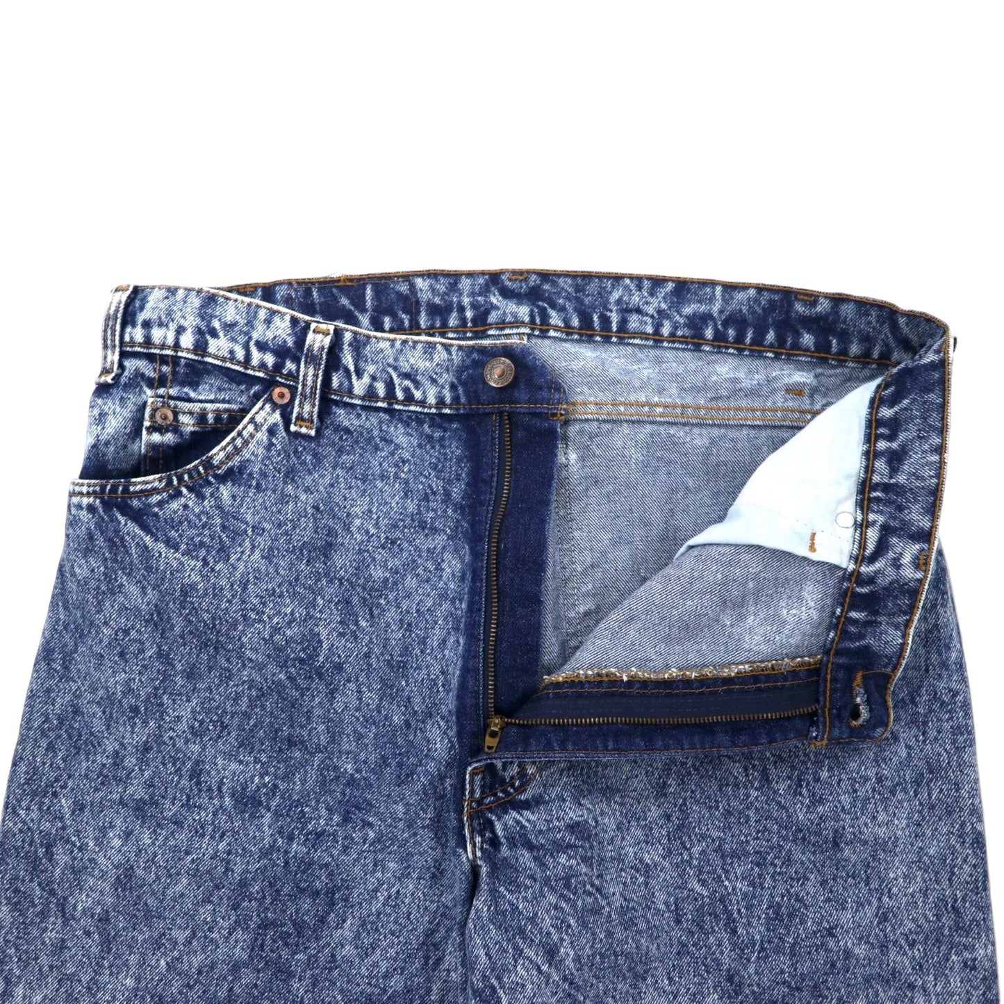 Levi's USA-made 1980s Orange Tab Chemical Wash Tapered Denim Pants, Size 36, Blue Cotton, Zipper Fly, 40550-0209