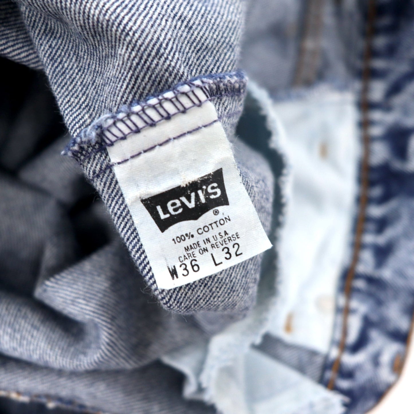 Levi's USA-made 1980s Orange Tab Chemical Wash Tapered Denim Pants, Size 36, Blue Cotton, Zipper Fly, 40550-0209