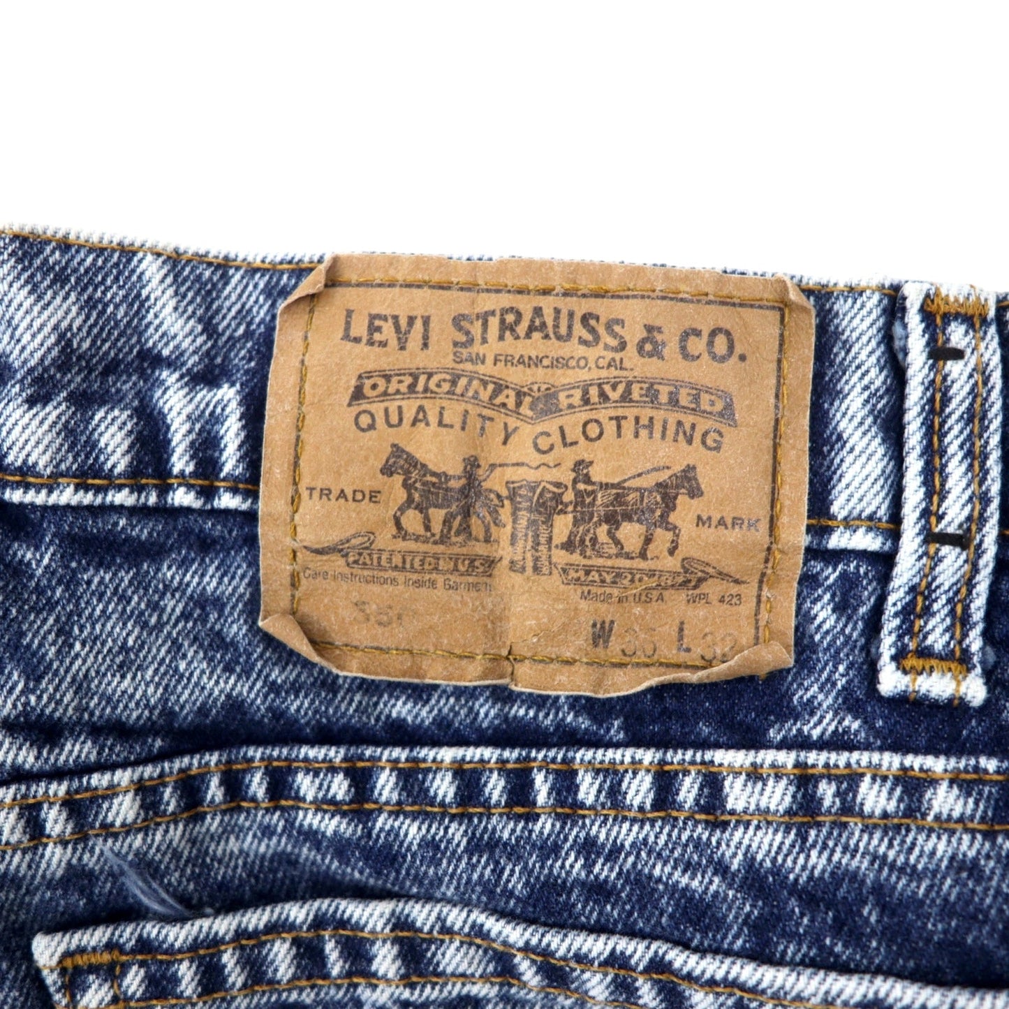 Levi's USA-made 1980s Orange Tab Chemical Wash Tapered Denim Pants, Size 36, Blue Cotton, Zipper Fly, 40550-0209