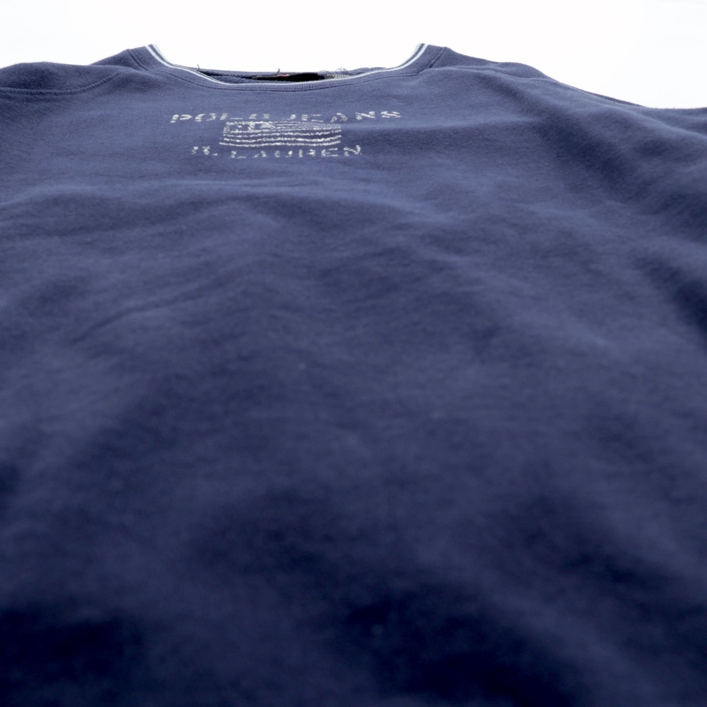 Polo Jeans RALPH LAUREN 90年代 リブライン スウェット トレーナー L ネイビー 裏起毛 星条旗