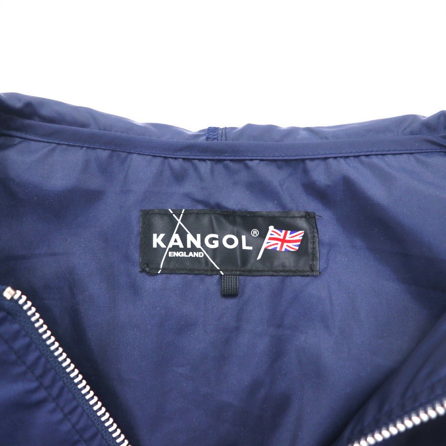 KANGOL Rain Jacket, Free Navy, Water-Repellent Nylon, Back Logo Print, Drawcord, Made in Japan
