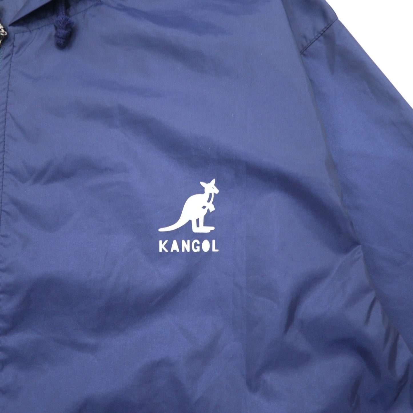 KANGOL Rain Jacket, Free Navy, Water-Repellent Nylon, Back Logo Print, Drawcord, Made in Japan