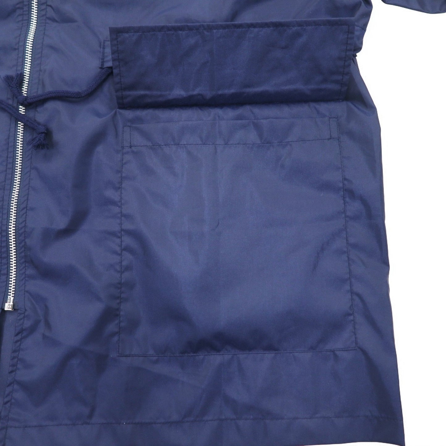 KANGOL Rain Jacket, Free Navy, Water-Repellent Nylon, Back Logo Print, Drawcord, Made in Japan