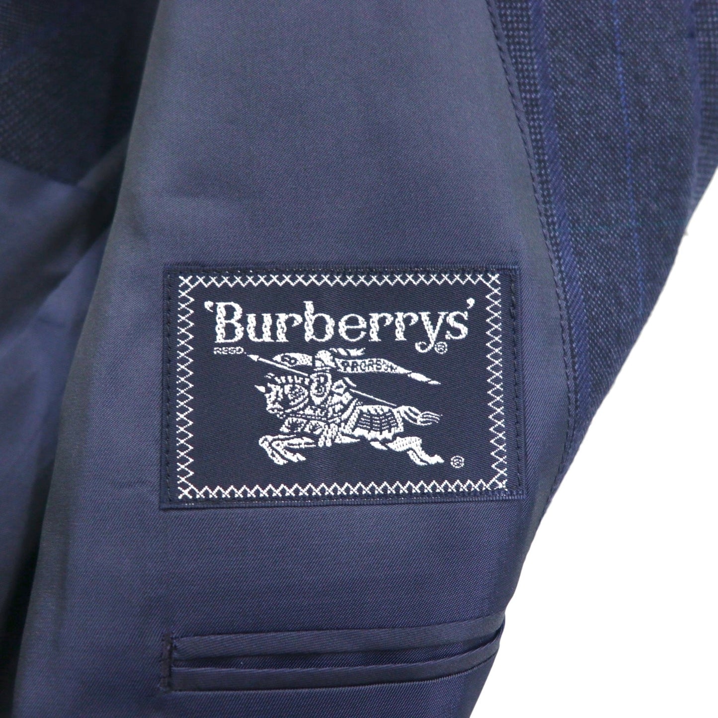 BURBERRY セットアップ スーツ M ネイビー ウール チェック ワイド フレア 日本製
