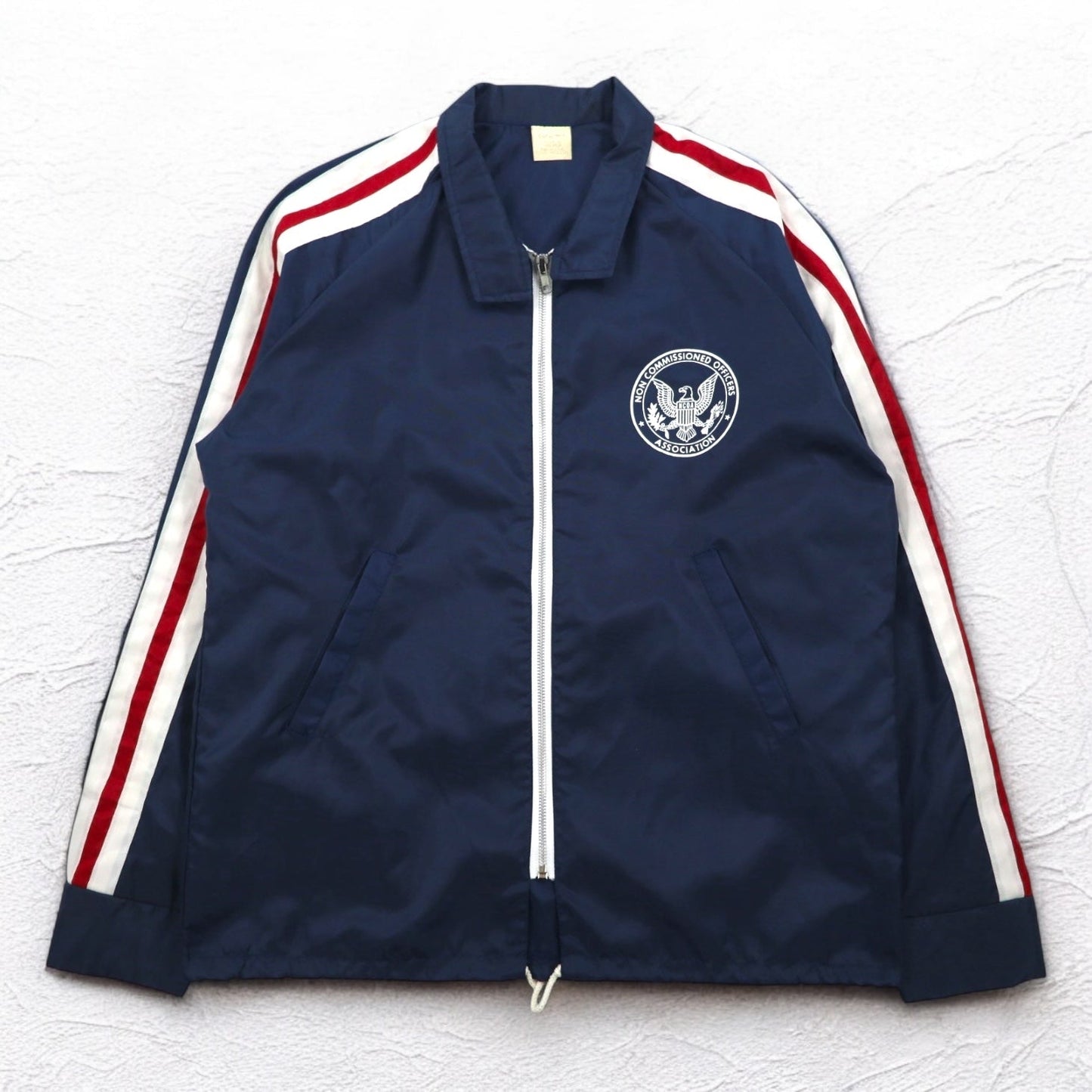 Vintage 90s USA Made Harrington Jacket, California, USA, 90s Swing Top, Size M, Navy, Side Stripes, NCOA