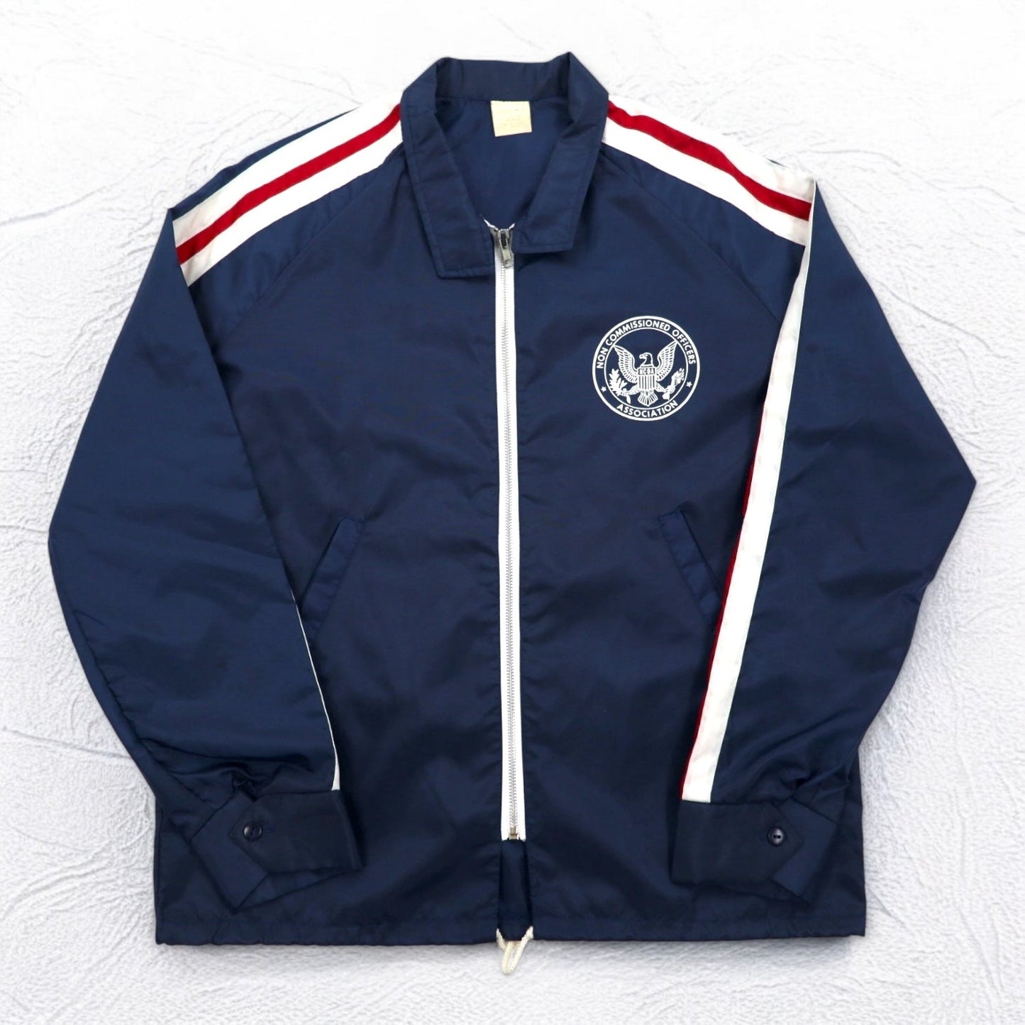 Vintage 90s USA Made Harrington Jacket, California, USA, 90s Swing Top, Size M, Navy, Side Stripes, NCOA