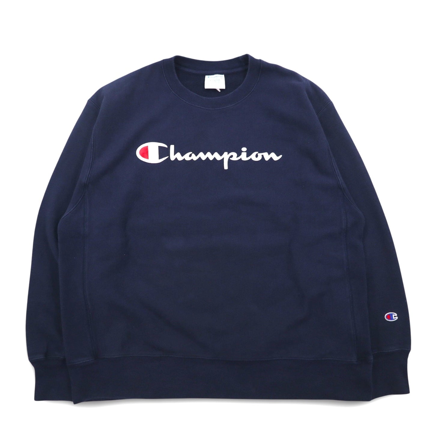 Champion Reverse Weave Script Logo Print Sweatshirt, Size 3XL, Navy, with Blue Single Tag, Reprint, Made in El Salvador