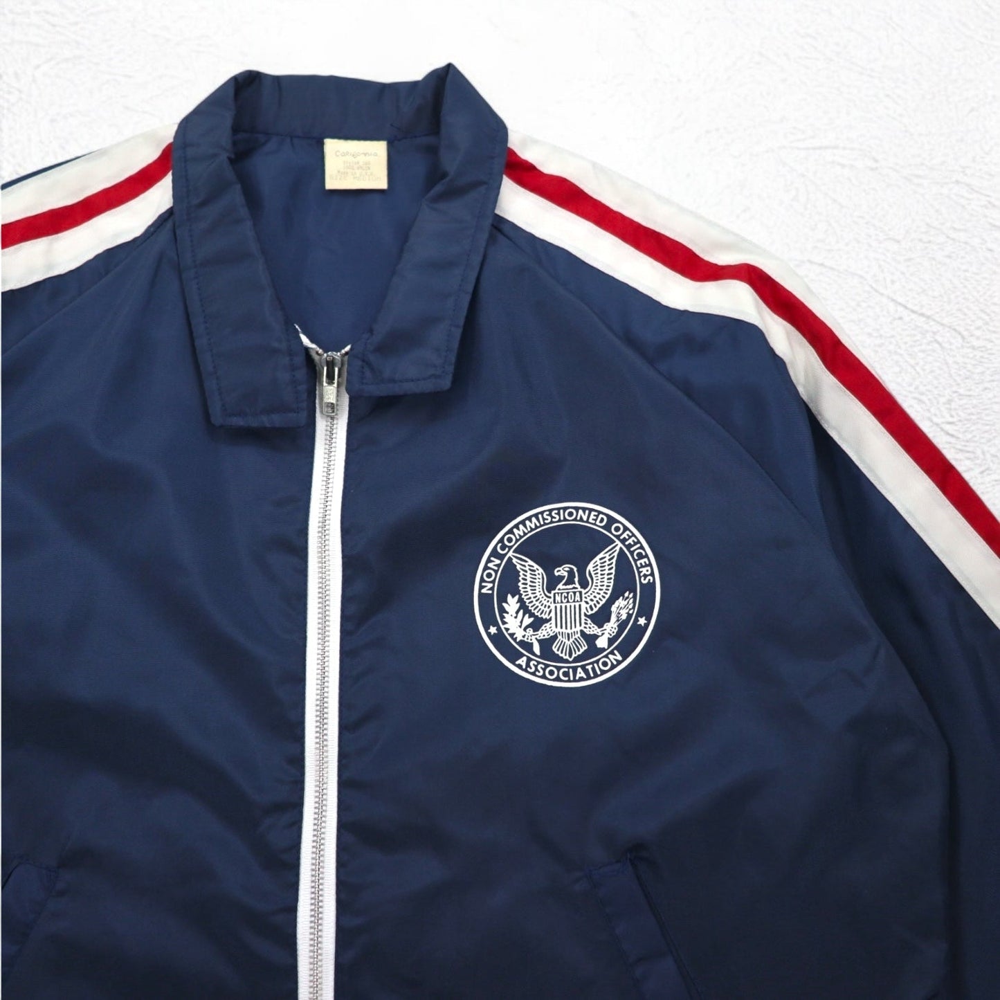 Vintage 90s USA Made Harrington Jacket, California, USA, 90s Swing Top, Size M, Navy, Side Stripes, NCOA
