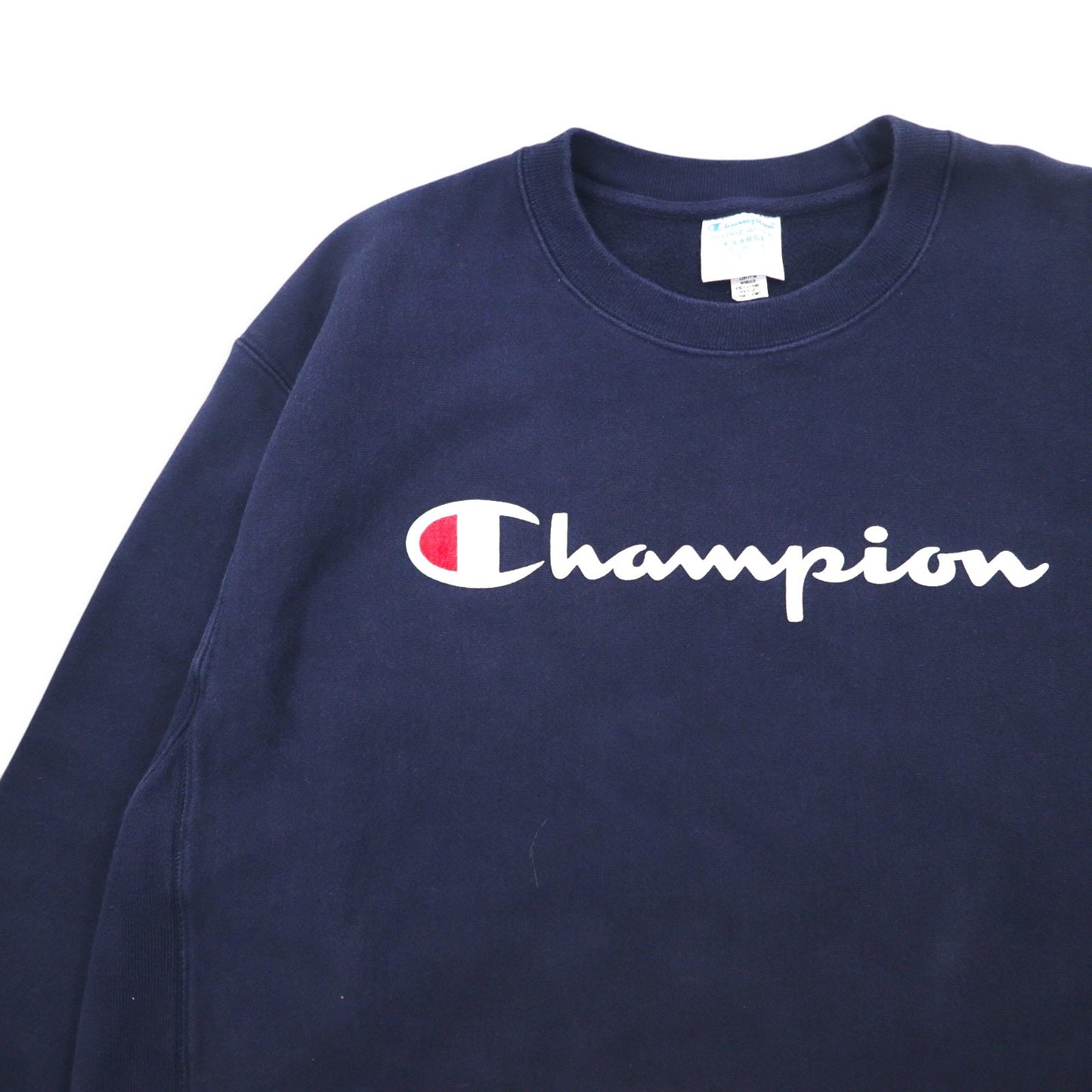 Champion Reverse Weave Script Logo Print Sweatshirt, Size 3XL, Navy, with Blue Single Tag, Reprint, Made in El Salvador