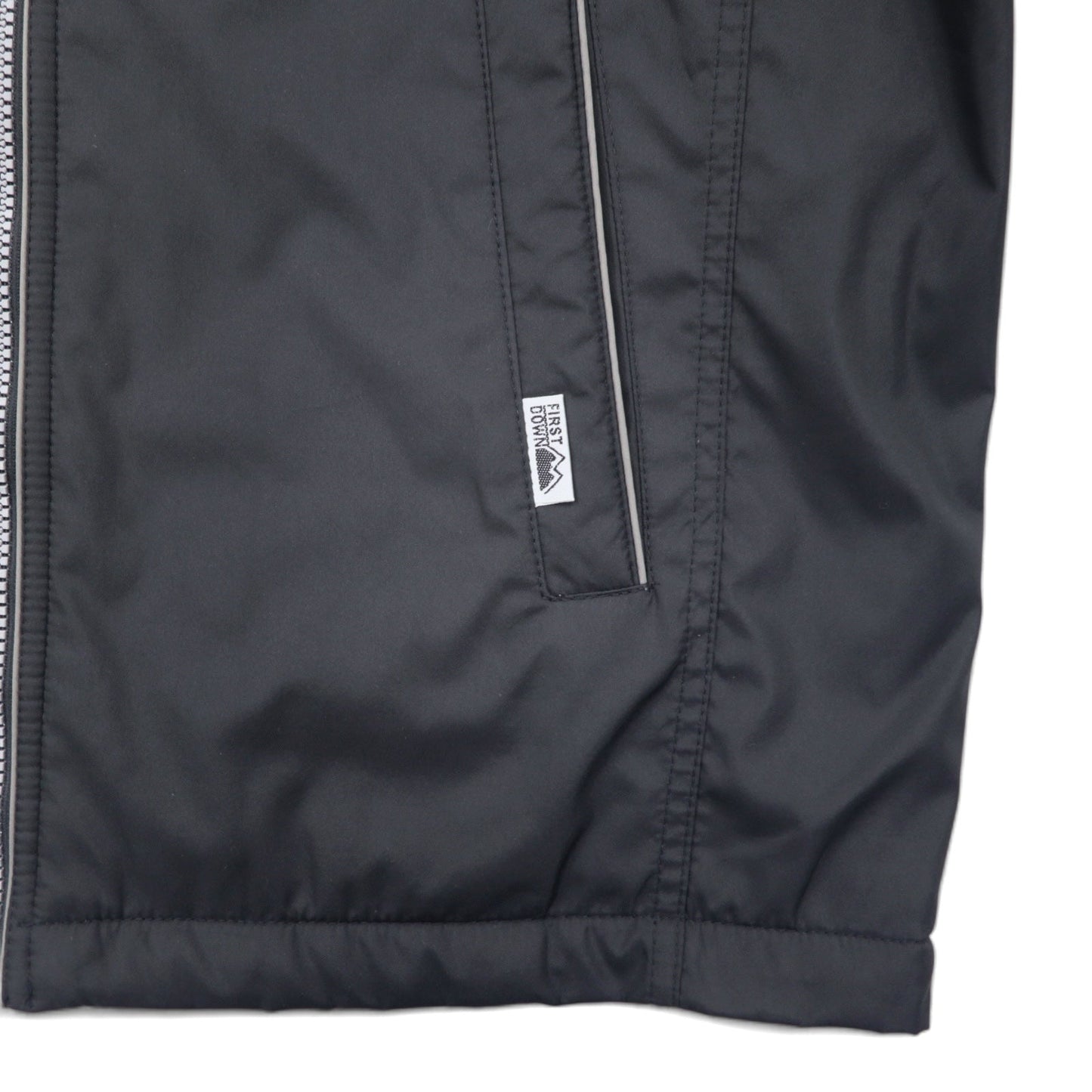 FIRST DOWN Nylon Jacket, Size M, Black, Polyester, Fleece Lining, Drawcord