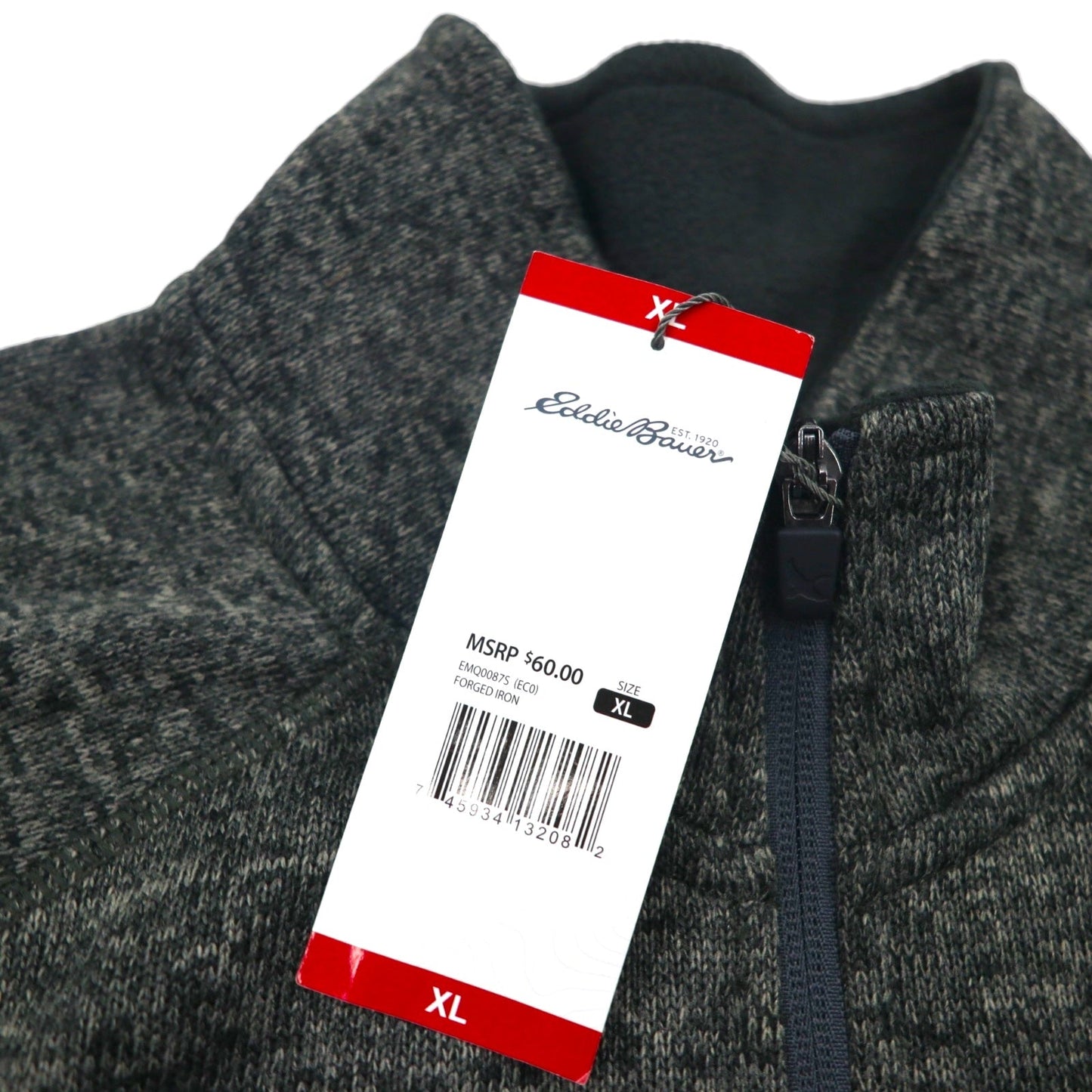 Eddie Bauer ハーフジップ フリースジャケット XL グレー RADIATOR SWEATER FLEECE 1/4 ZIP 未使用品