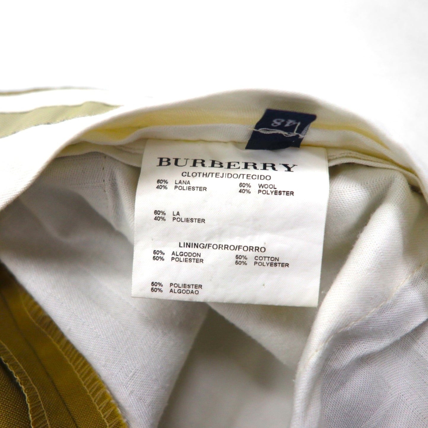 BURBERRY スペイン製 2タック ワイド スラックス パンツ XL ベージュ ウール プリーツ ダブル
