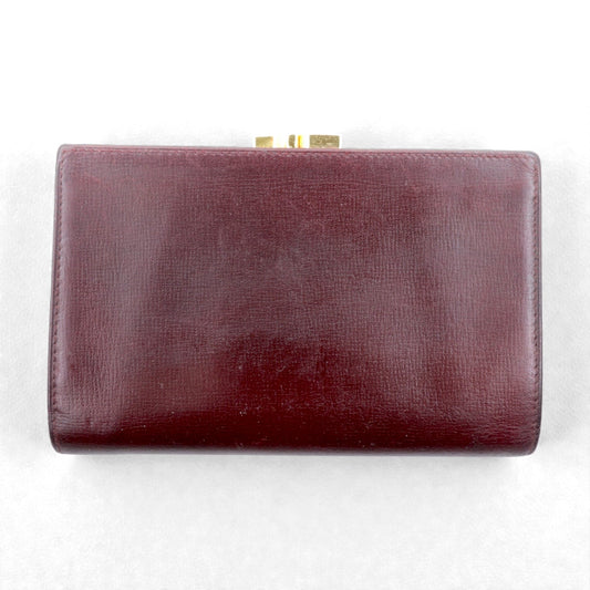 Cartier マストライン がま口 3つ折り財布 ボルドー レザー オールド