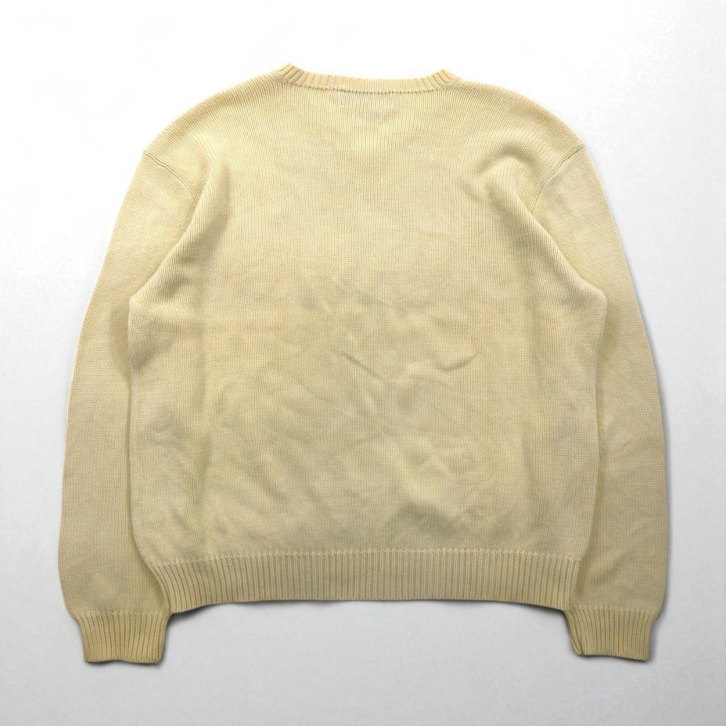 Polo Ralph Lauren 90年代 Vネック ローゲージ コットンニット セーター XL スモールポニー刺繡