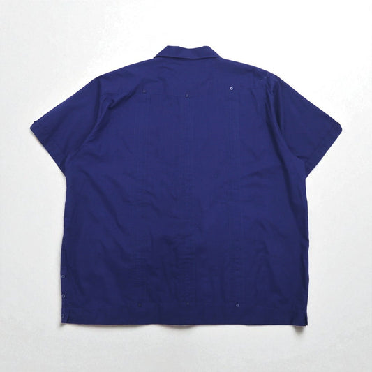 80年代 SUPREME オープンカラー キューバシャツ 開襟 ボックスシャツ 2XL ネイビー ポリエステル コットン