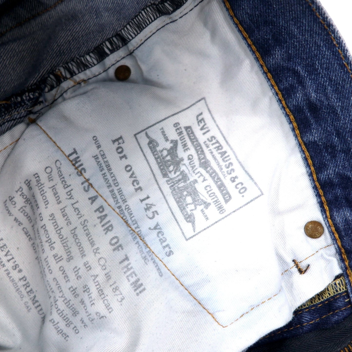 Levi's PREMIUM ビッグE デニムパンツ W88 ブルー コットン ジッパーフライ レザーパッチ ボタン裏8520