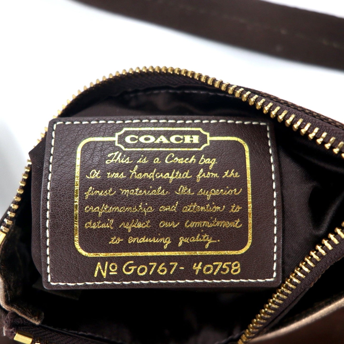 COACH Signature Stripe Swing Pack Shoulder Bag in Brown Canvas and Leather (40758)