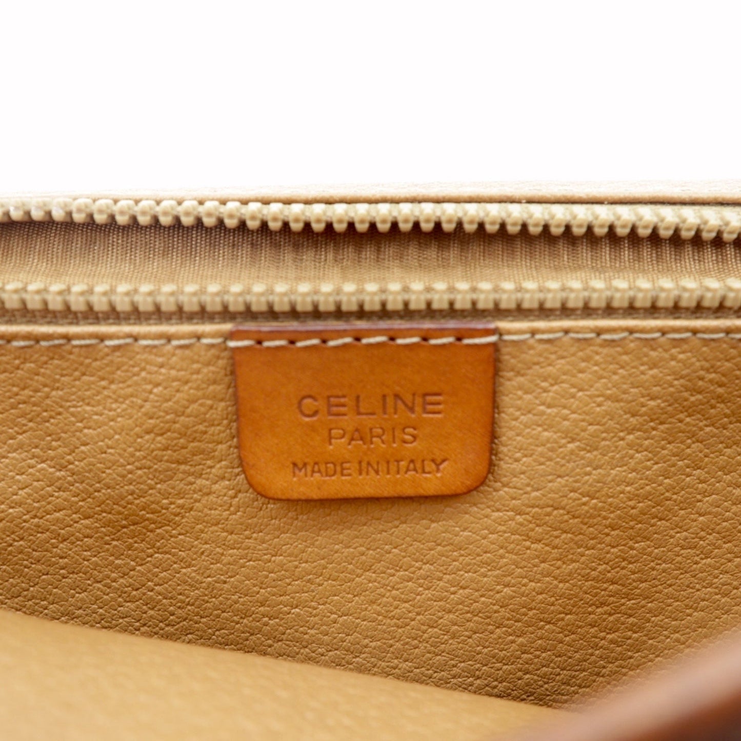 CELINE Shoulder Bag, Brown Leather, Macadam Pattern, Old M90, Made in Italy