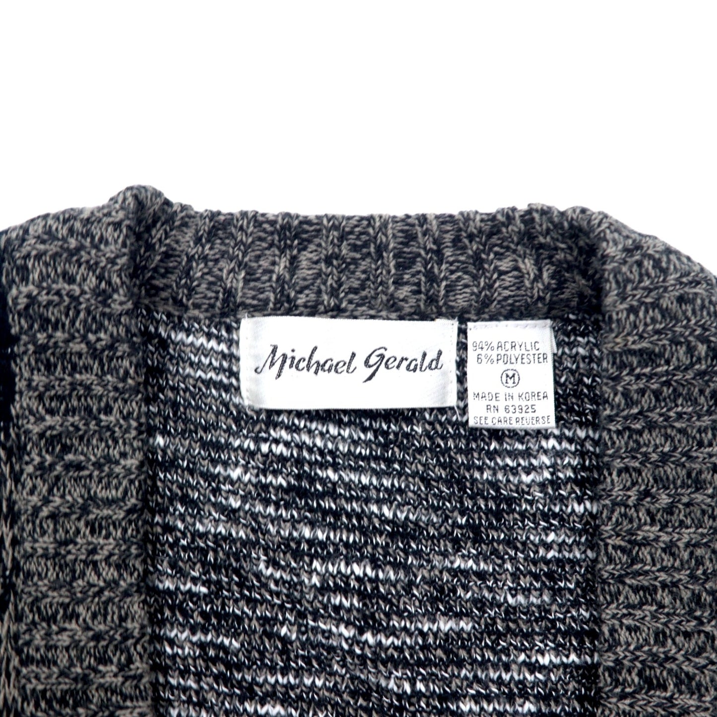 90s Michael Gerald all-over jacquard knit cardigan, size M, gray, acrylic