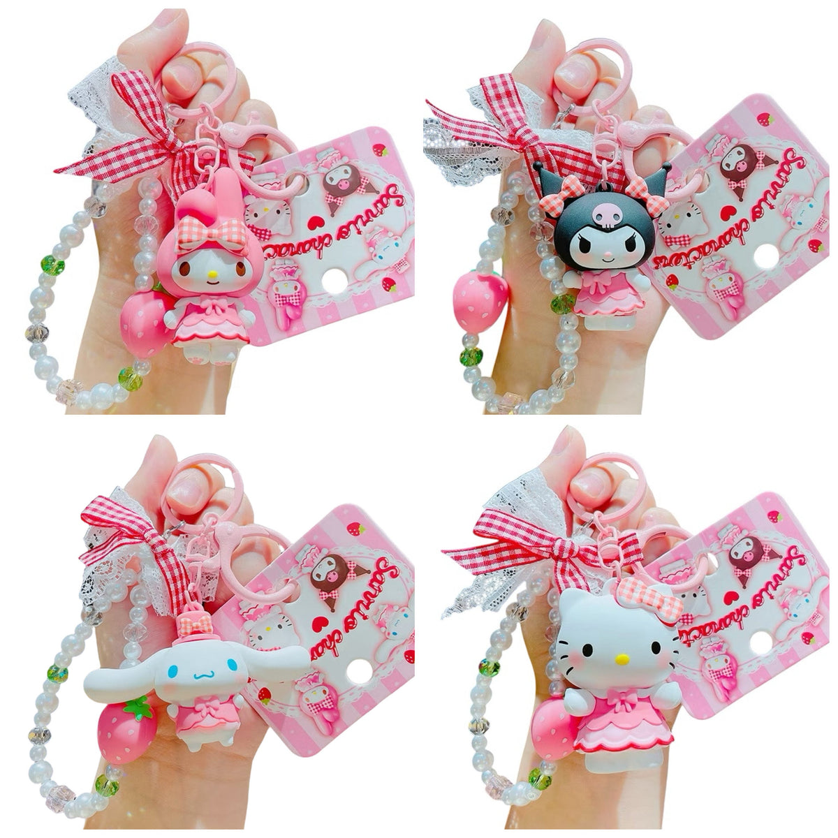 Sanrio Big Strawberry w/ Red Ribbon 3D Keyring/サンリオ 大きないちご 赤いリボン付き 3Dキーホルダー